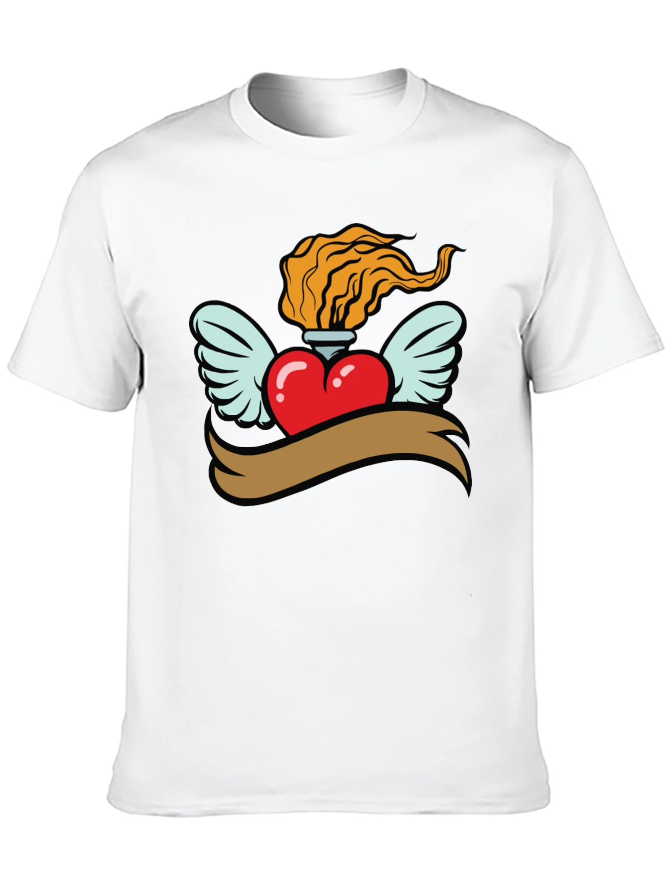 Heart with Wings & Flame Graphic Tee - Black