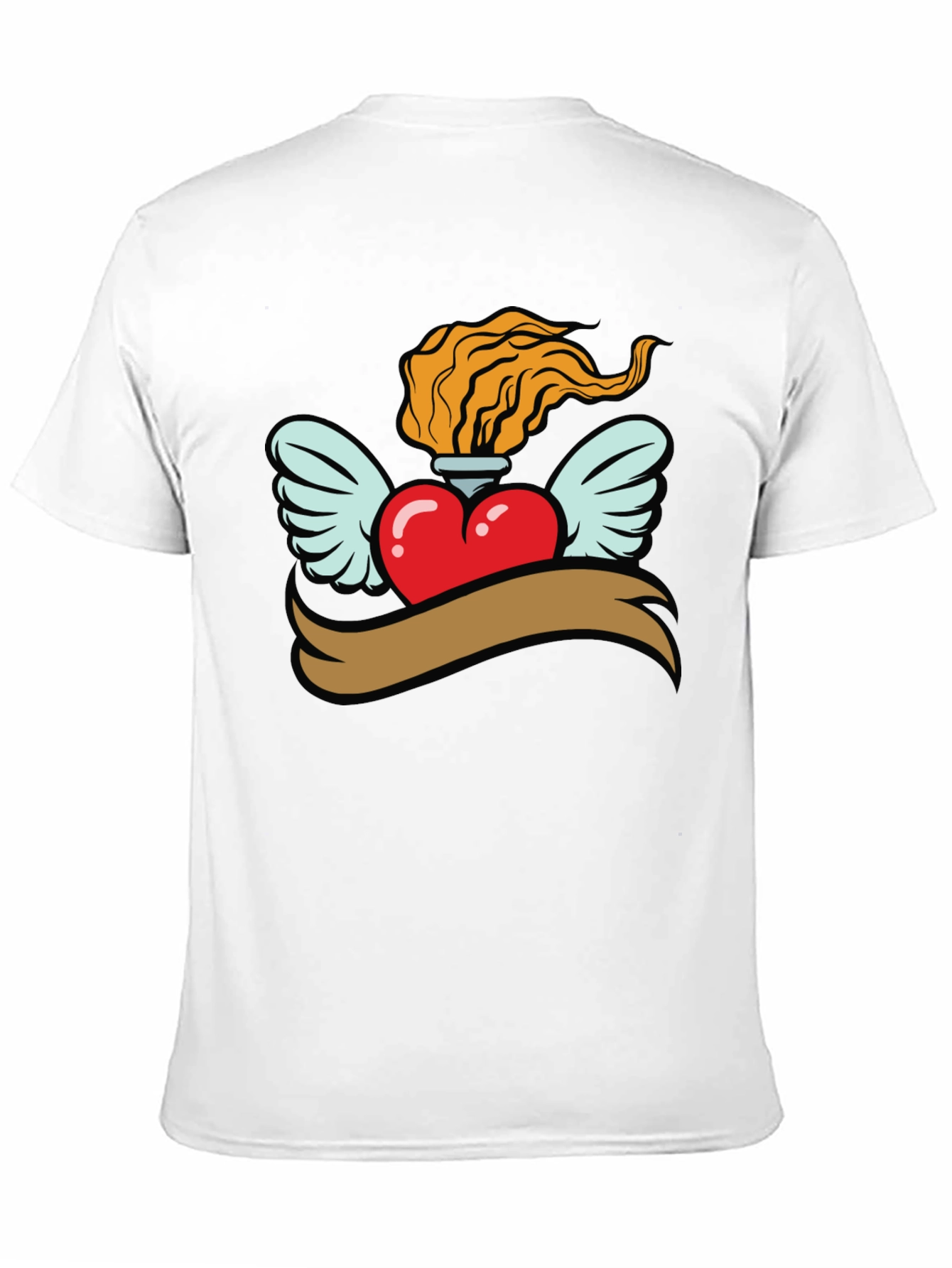 Heart with Wings & Flame Graphic Tee - Black