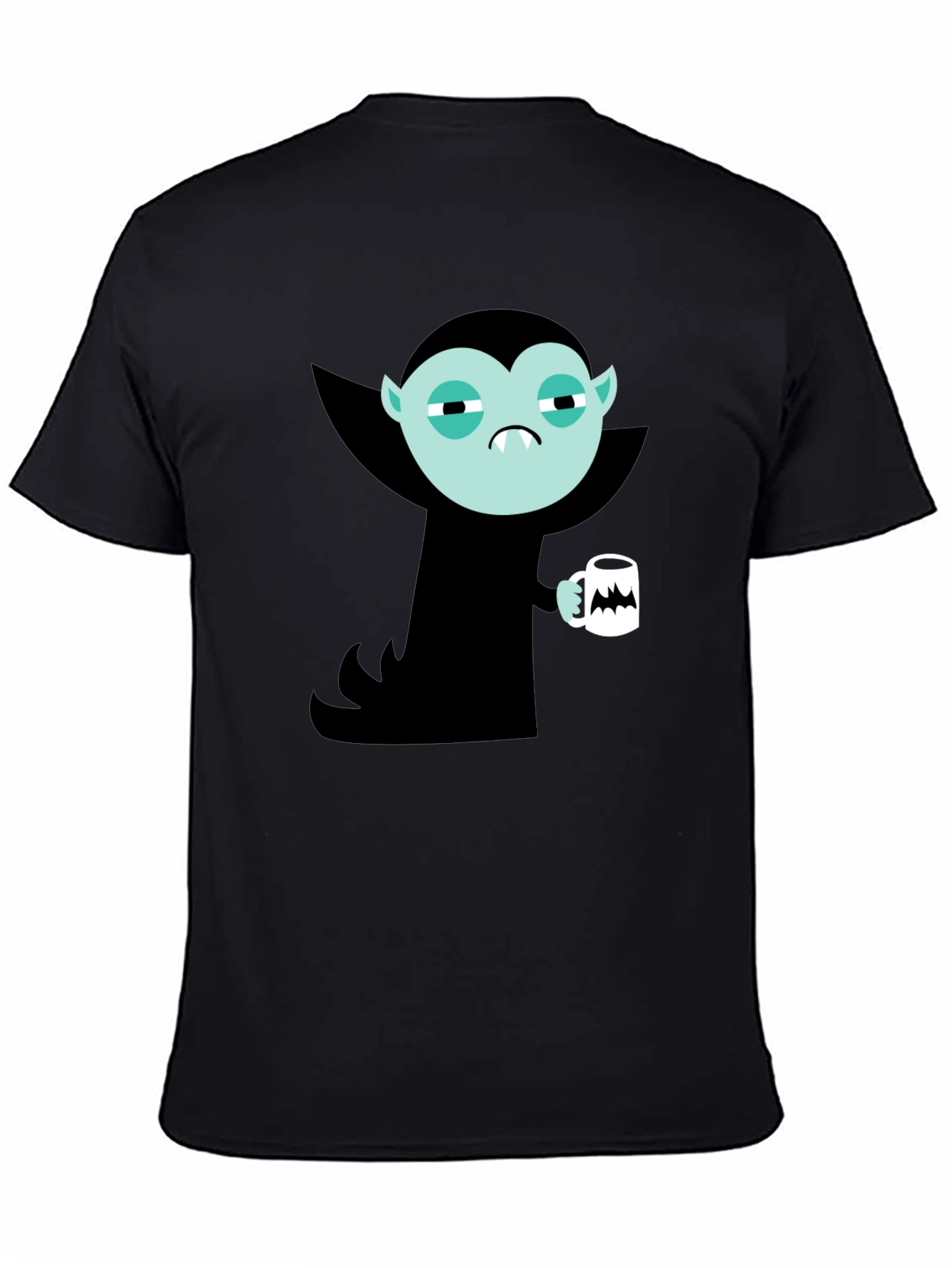 Vampire Cartoon Graphic Black T-Shirt