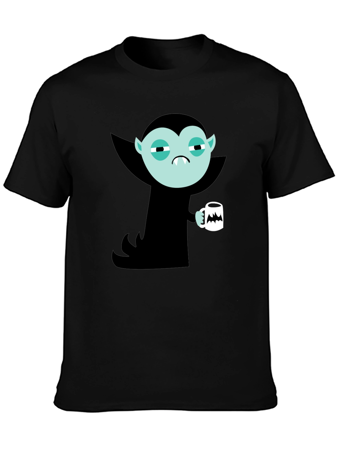 Vampire Cartoon Graphic Black T-Shirt