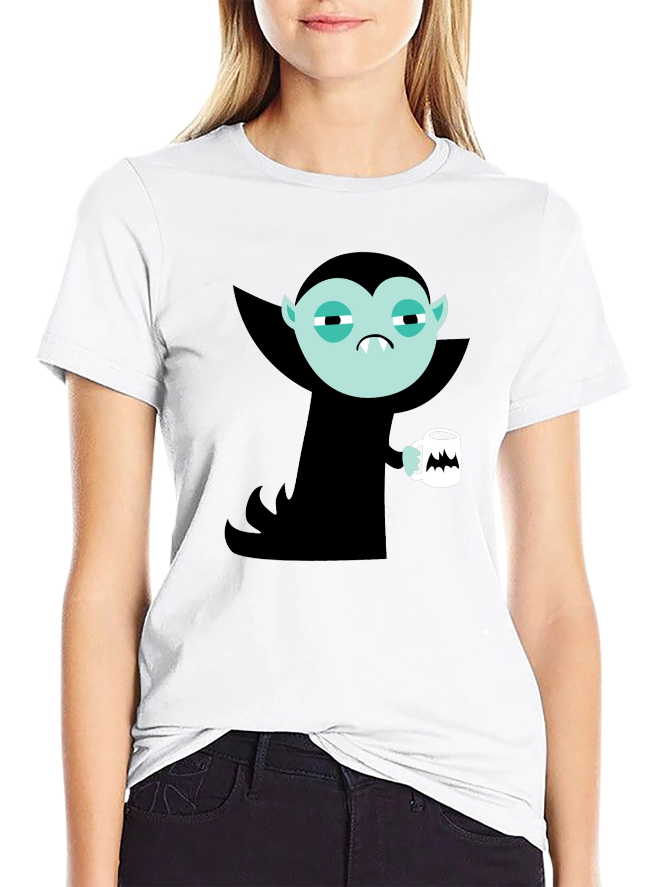 Vampire Cartoon Graphic Black T-Shirt
