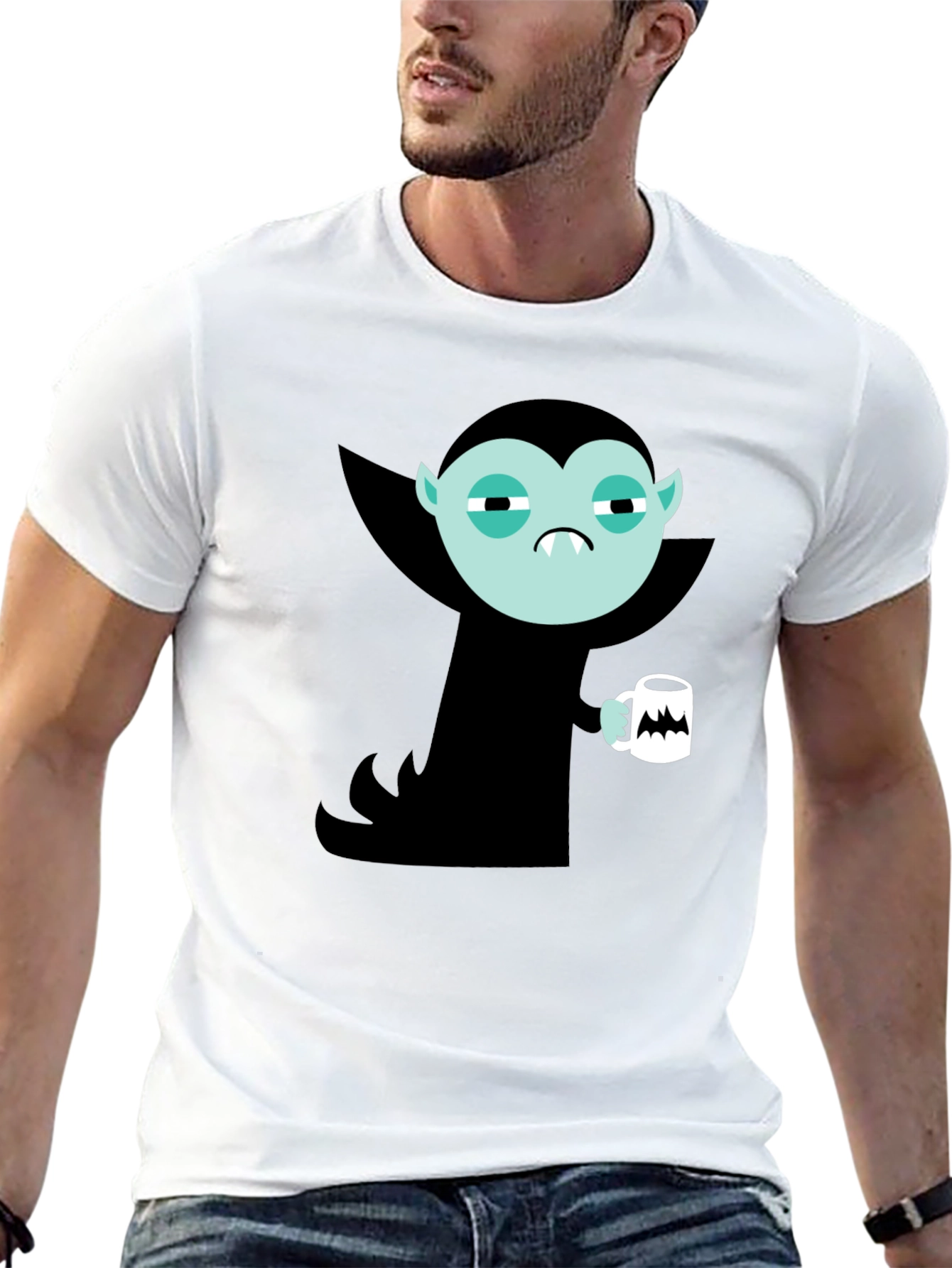 Vampire Cartoon Graphic Black T-Shirt