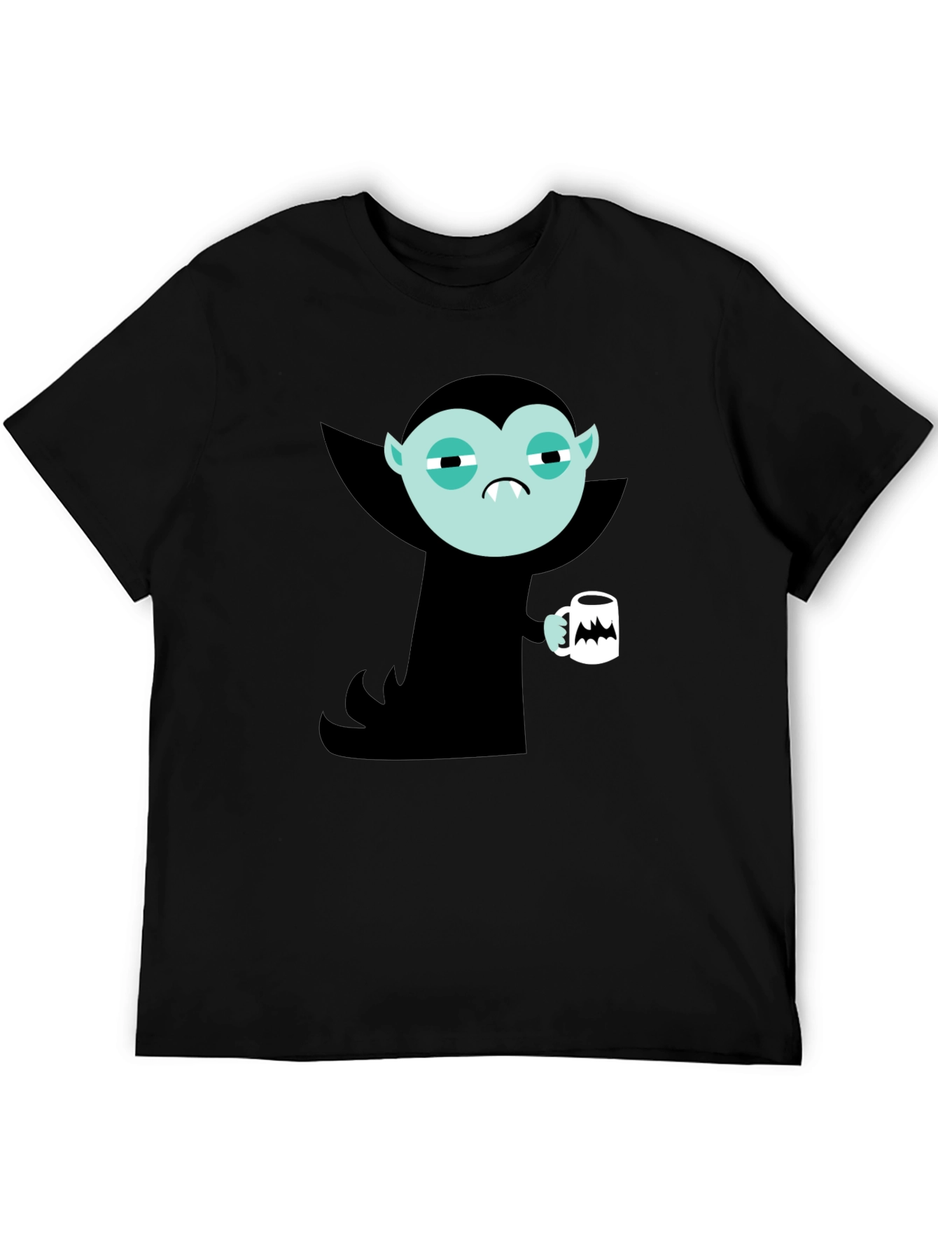 Vampire Cartoon Graphic Black T-Shirt