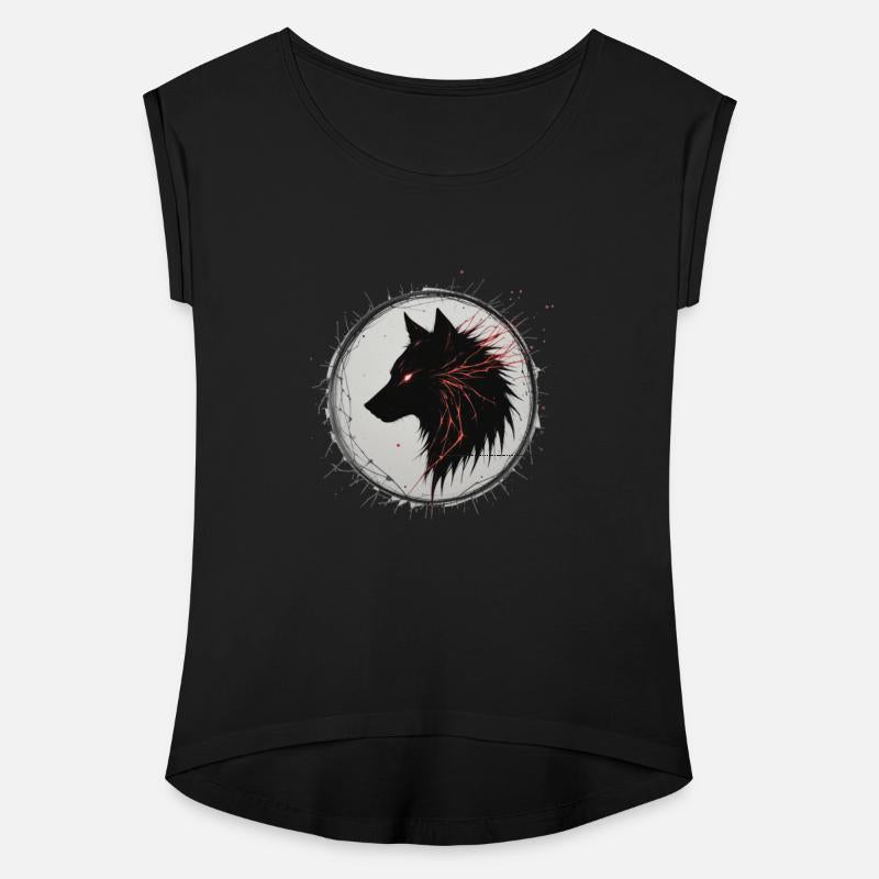 Black Wolf with Vivid Red Details