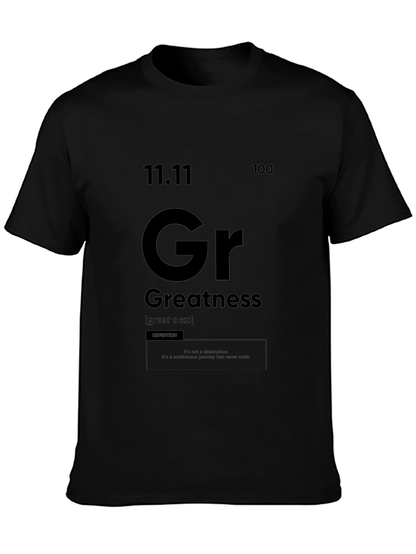 Greatness Graphic Tee - Periodic Table Style Black T-Shirt
