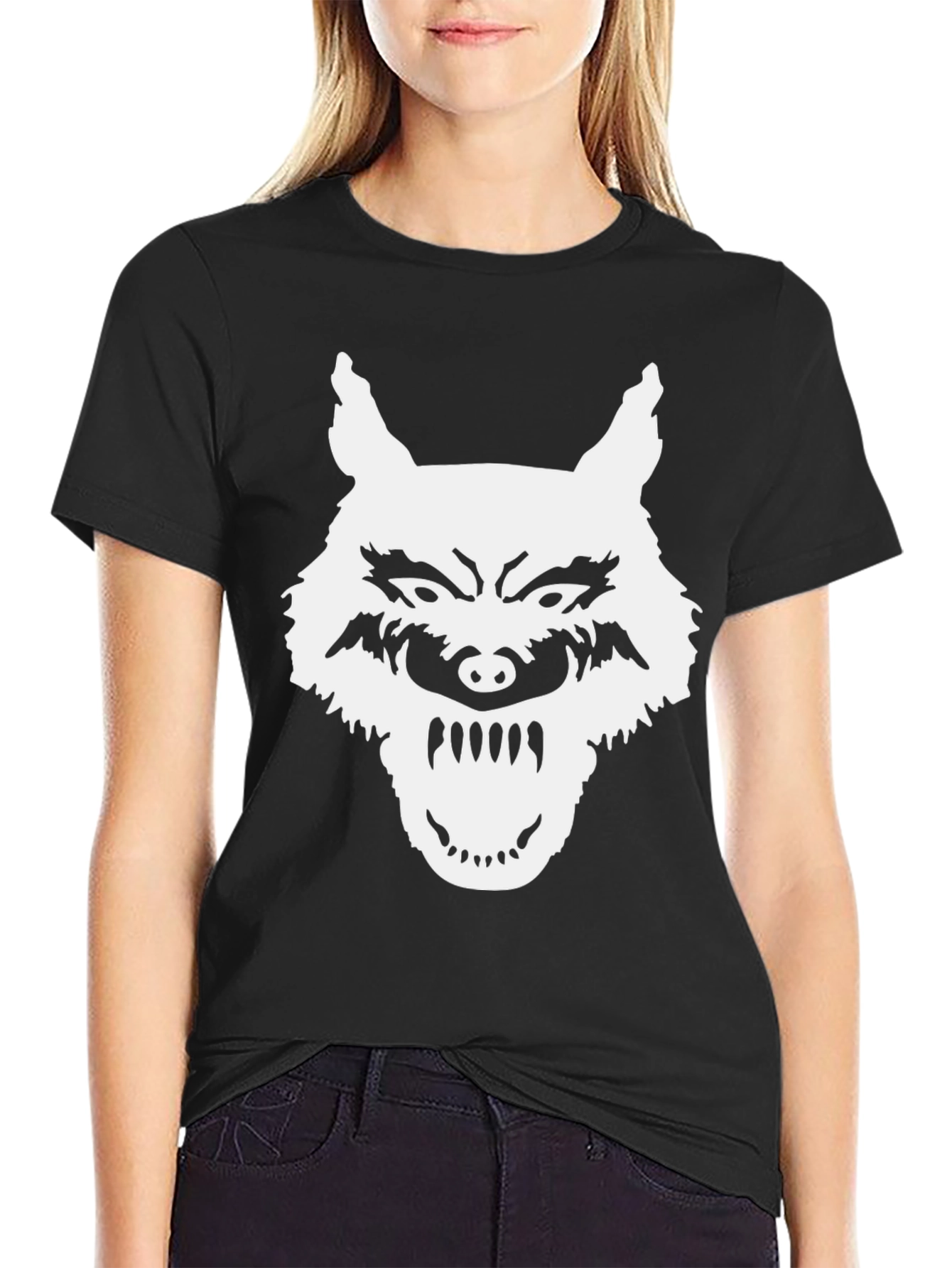 Wolf Graphic T-Shirt - Black Bold Design