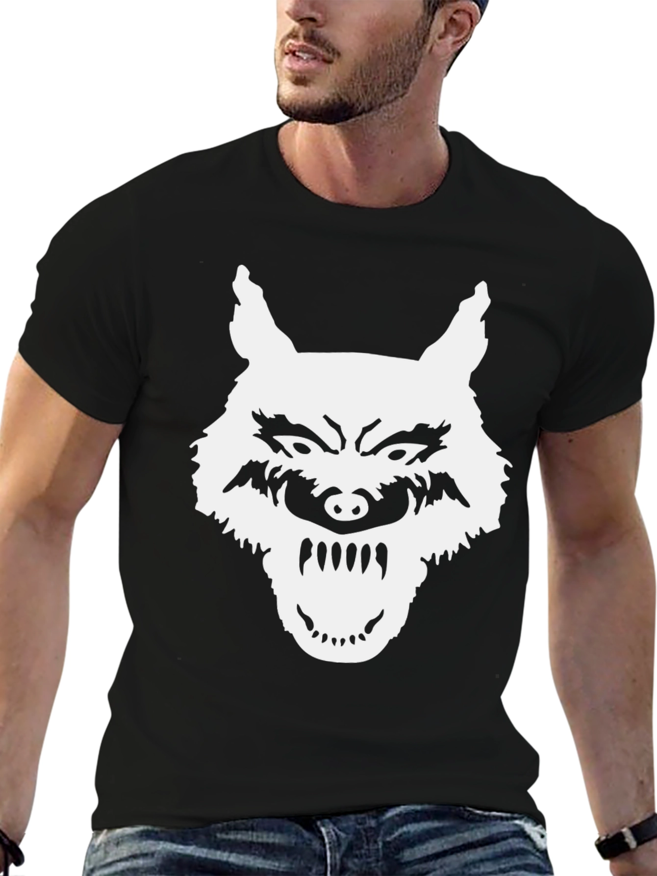 Wolf Graphic T-Shirt - Black Bold Design
