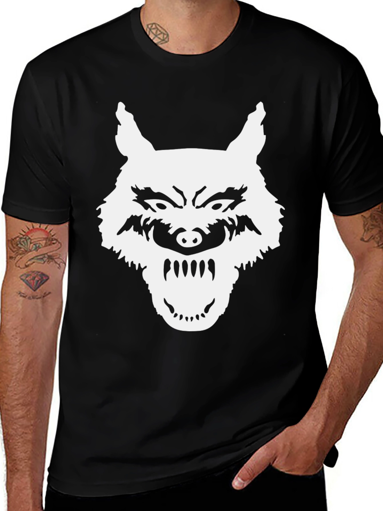 Wolf Graphic T-Shirt - Black Bold Design