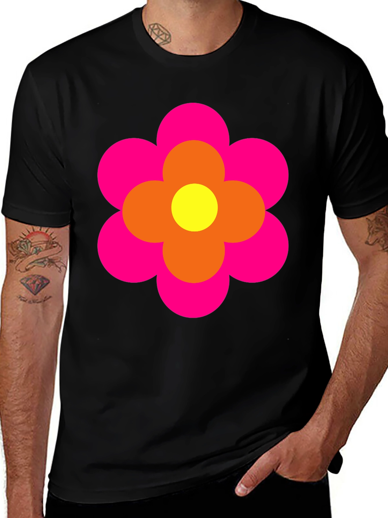 Retro Flower Power Tee - Bold Graphic Print