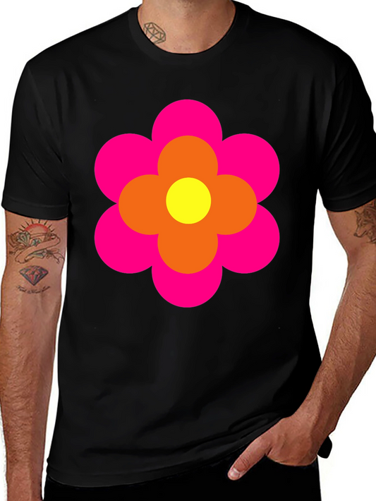 Retro Flower Power Tee - Bold Graphic Print