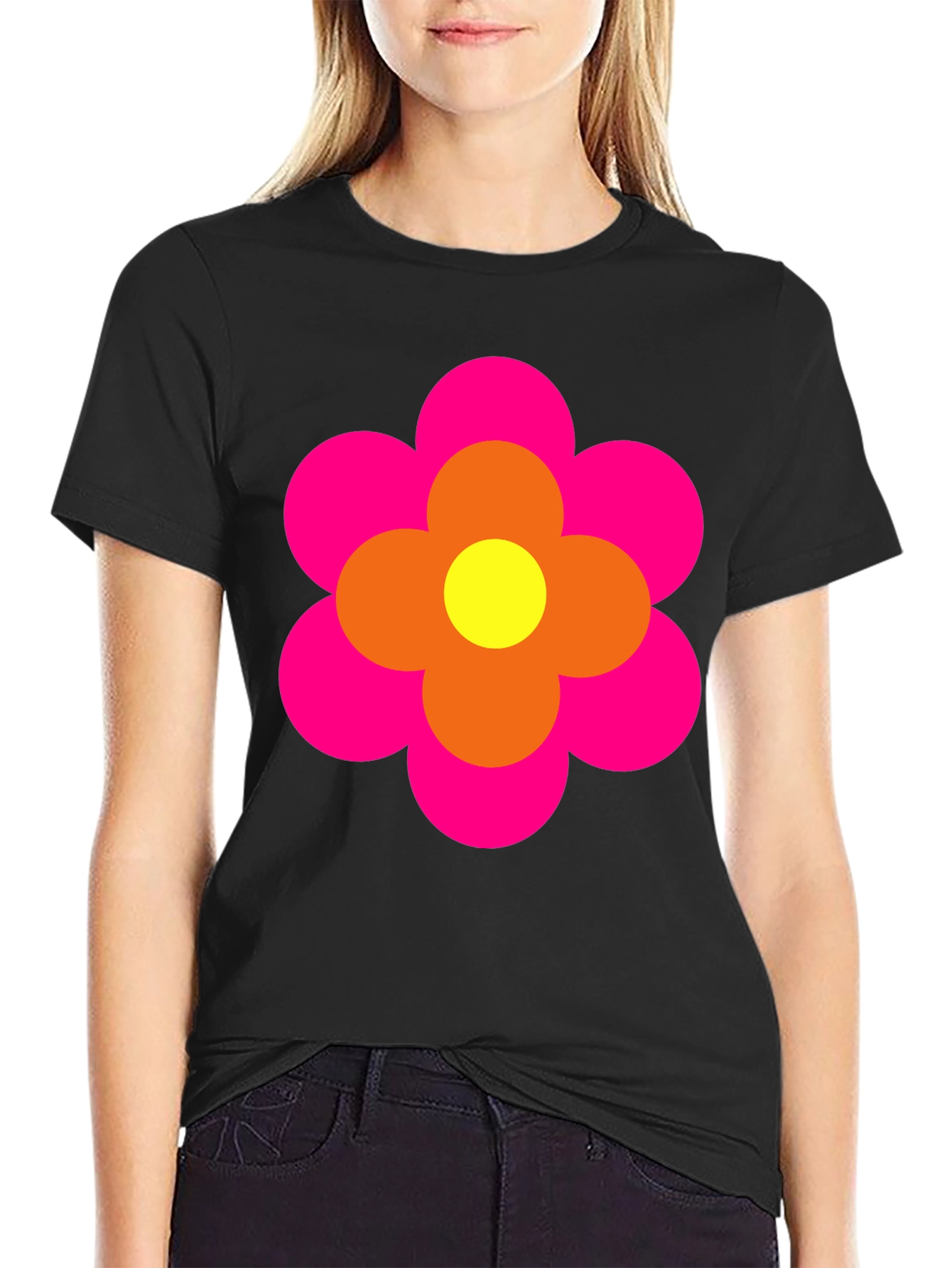 Retro Flower Power Tee - Bold Graphic Print