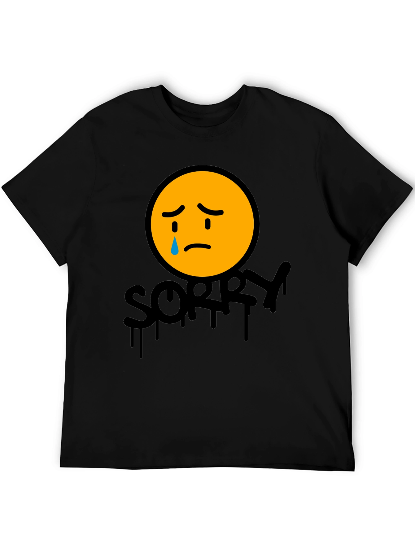 Sorry Face Graphic Tee - Black Cotton Blend