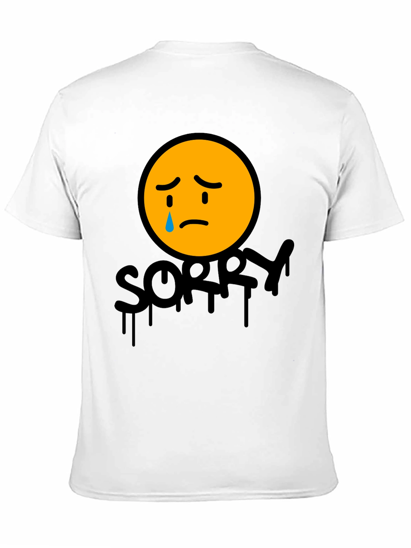 Sorry Face Graphic Tee - Black Cotton Blend