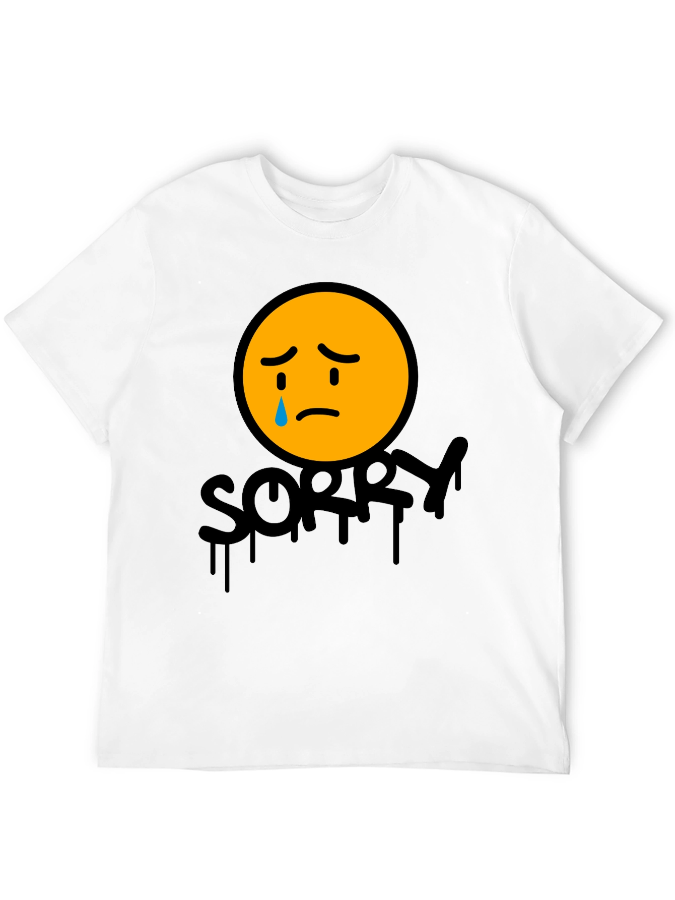 Sorry Face Graphic Tee - Black Cotton Blend