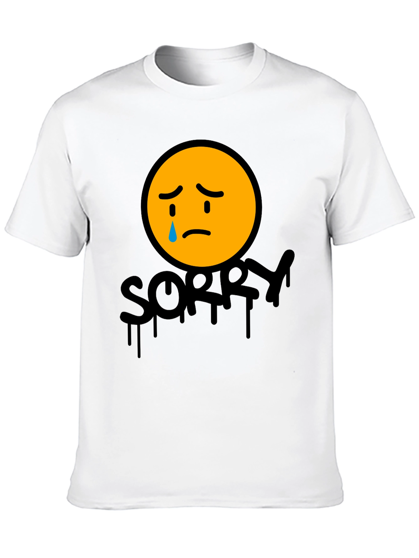 Sorry Face Graphic Tee - Black Cotton Blend