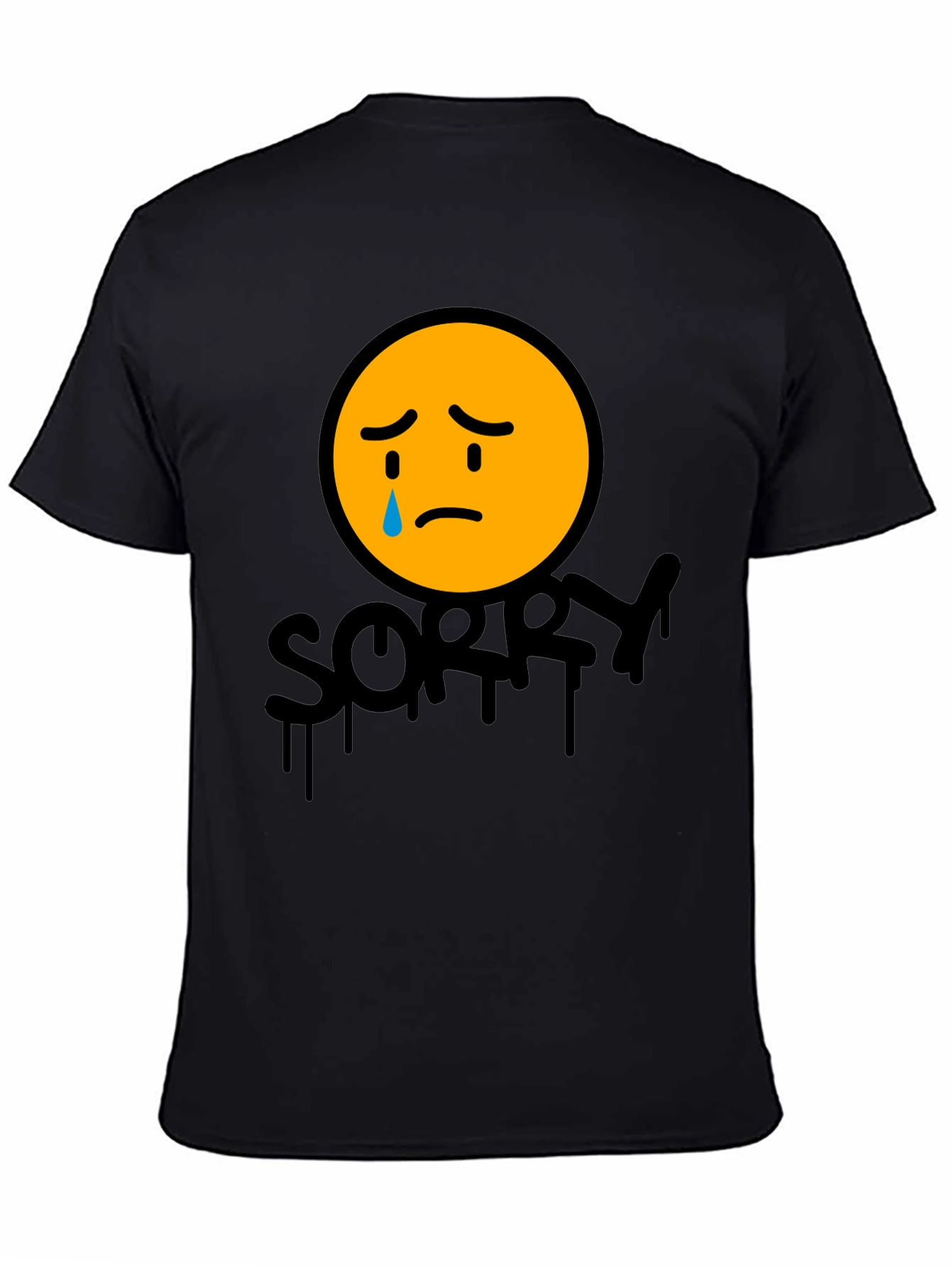 Sorry Face Graphic Tee - Black Cotton Blend