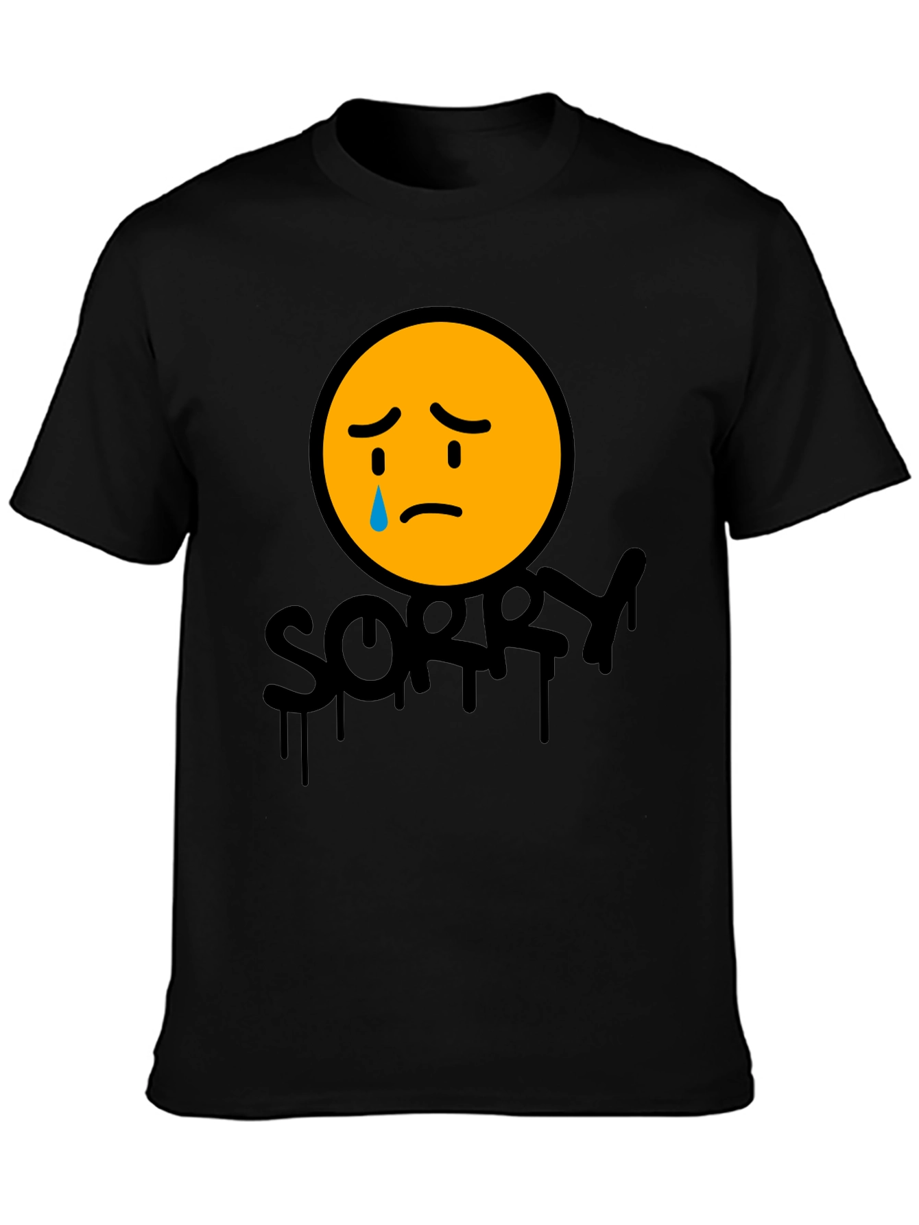 Sorry Face Graphic Tee - Black Cotton Blend