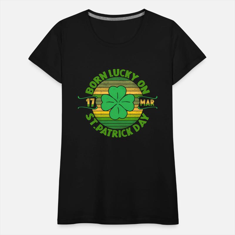Born Lucky On 17 March St Patrick'S Day Shamrock