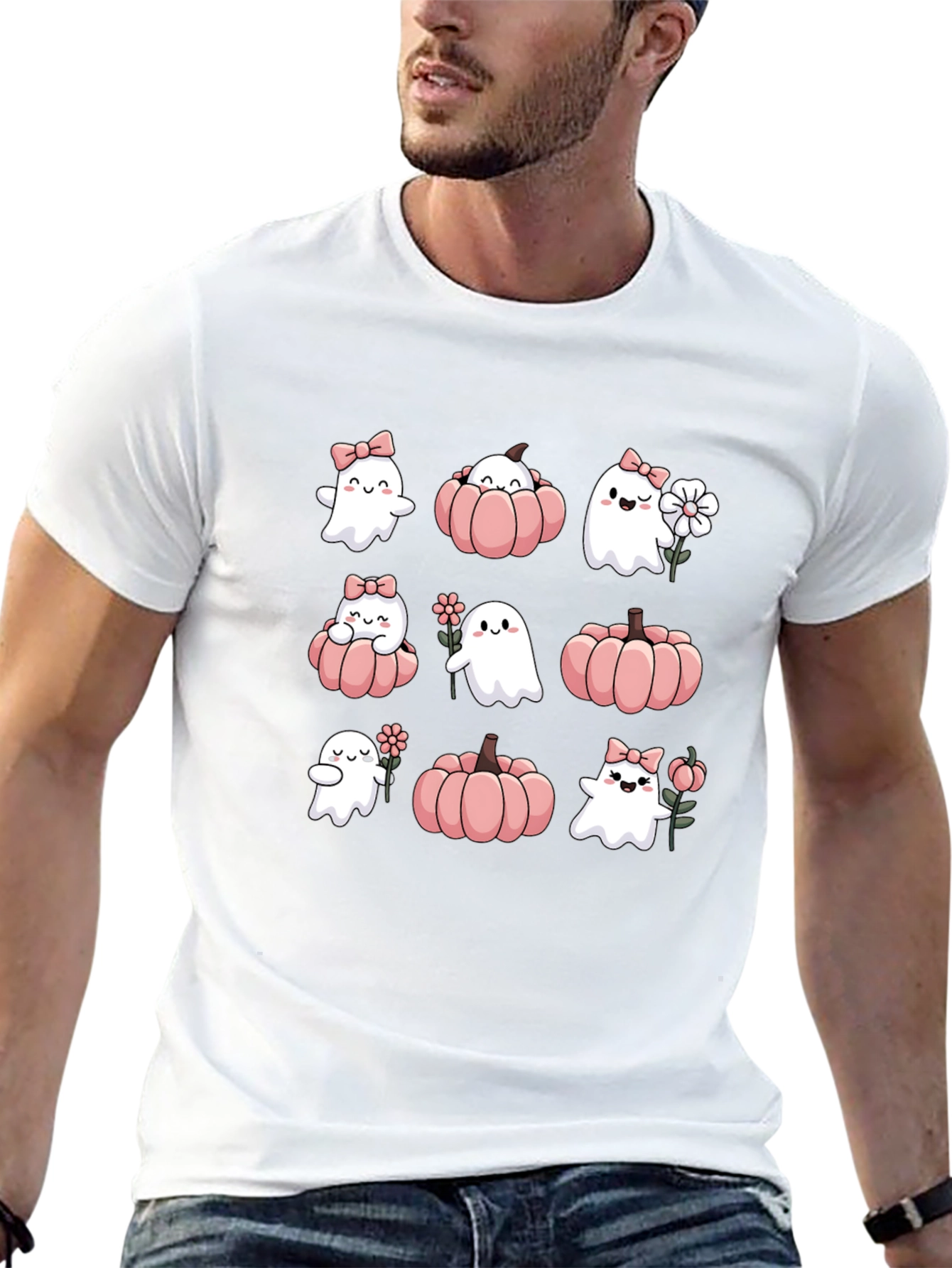 Cute Ghost & Pumpkin Halloween T-Shirt
