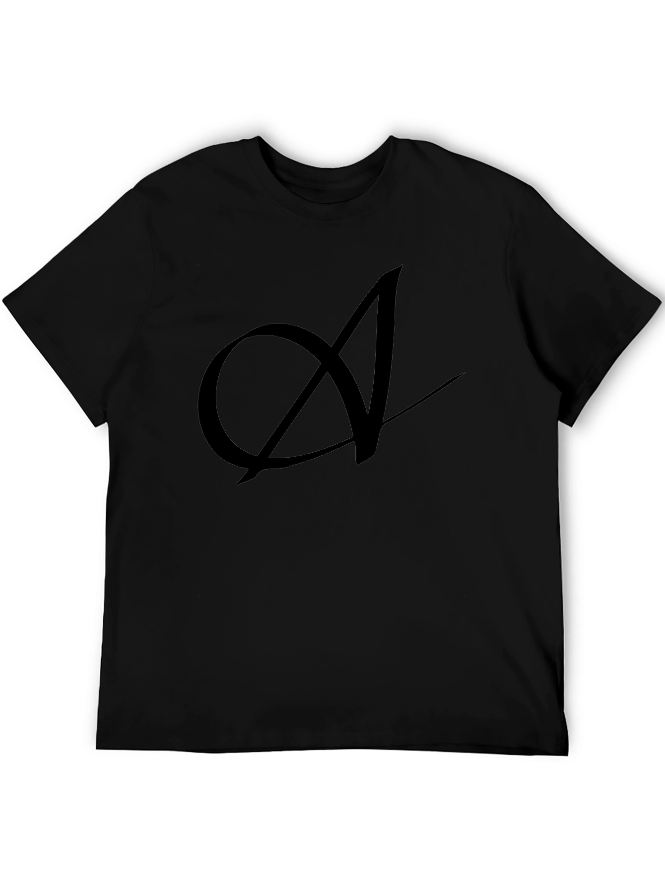 Elegant Black T-Shirt with Artistic A Design