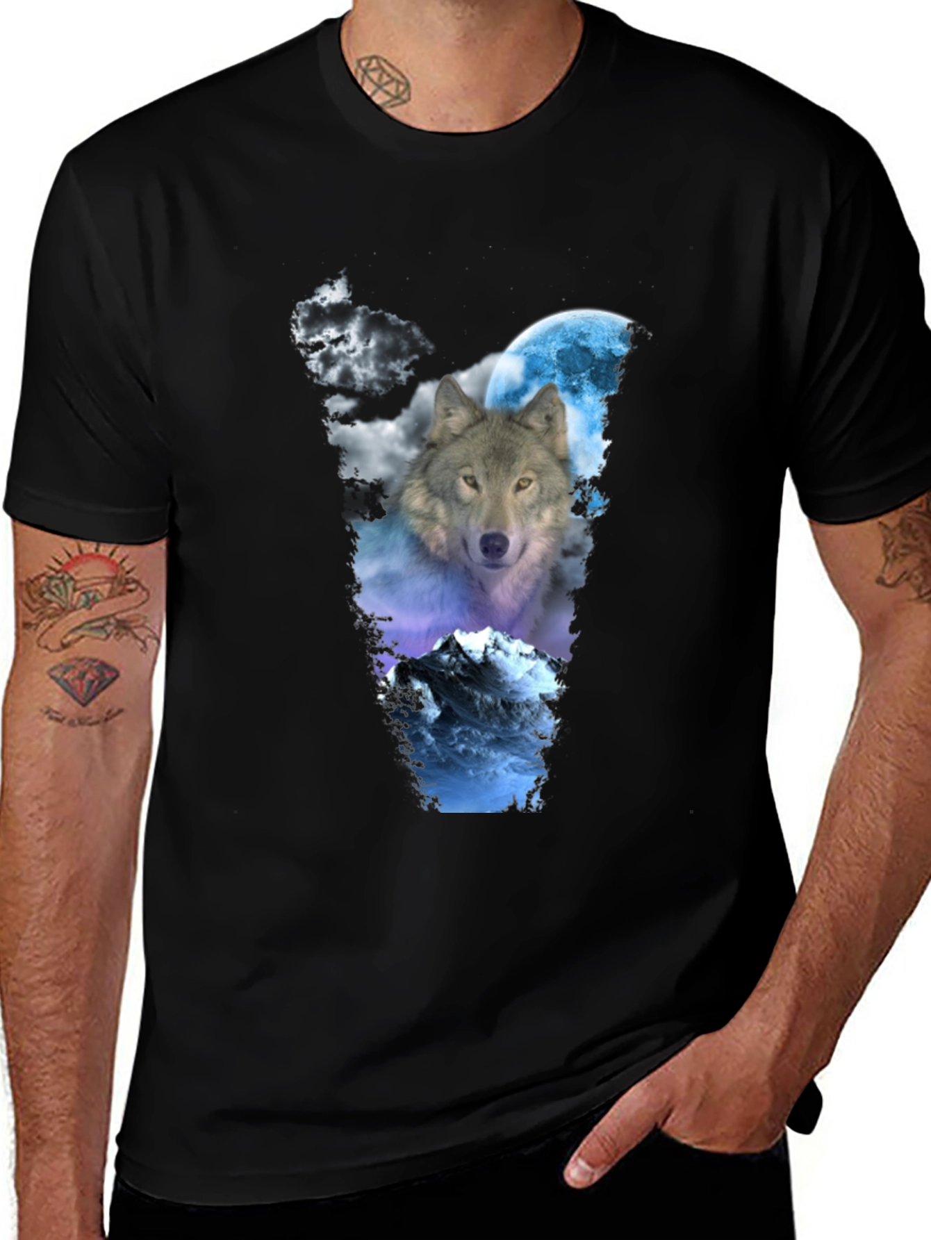 Wolf Moon Graphic Tee - Mens Black T-Shirt