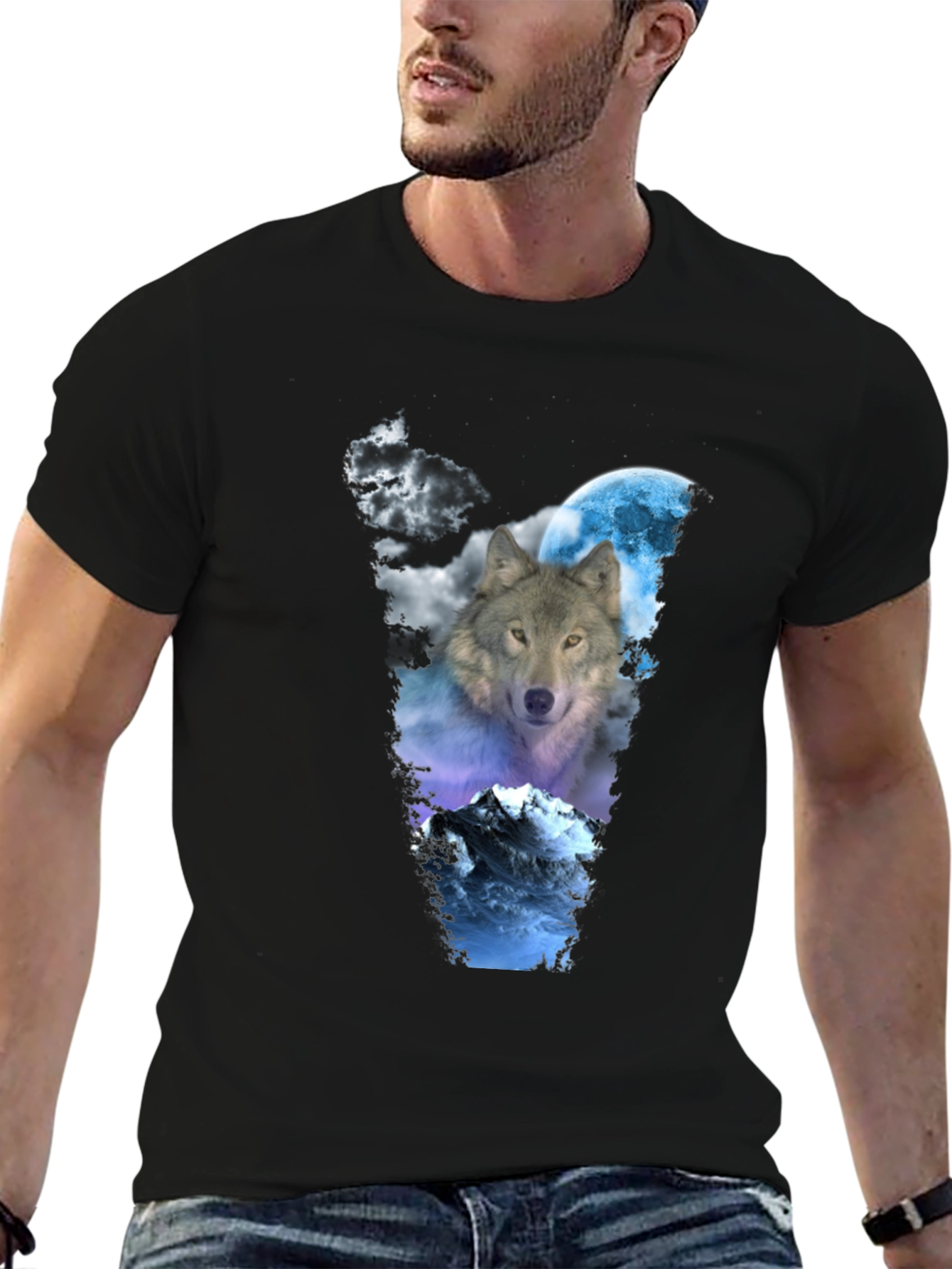 Wolf Moon Graphic Tee - Mens Black T-Shirt