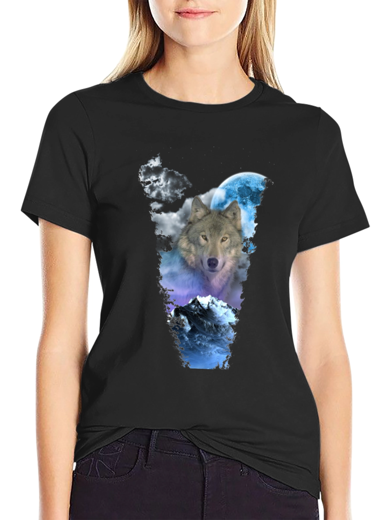 Wolf Moon Graphic Tee - Mens Black T-Shirt