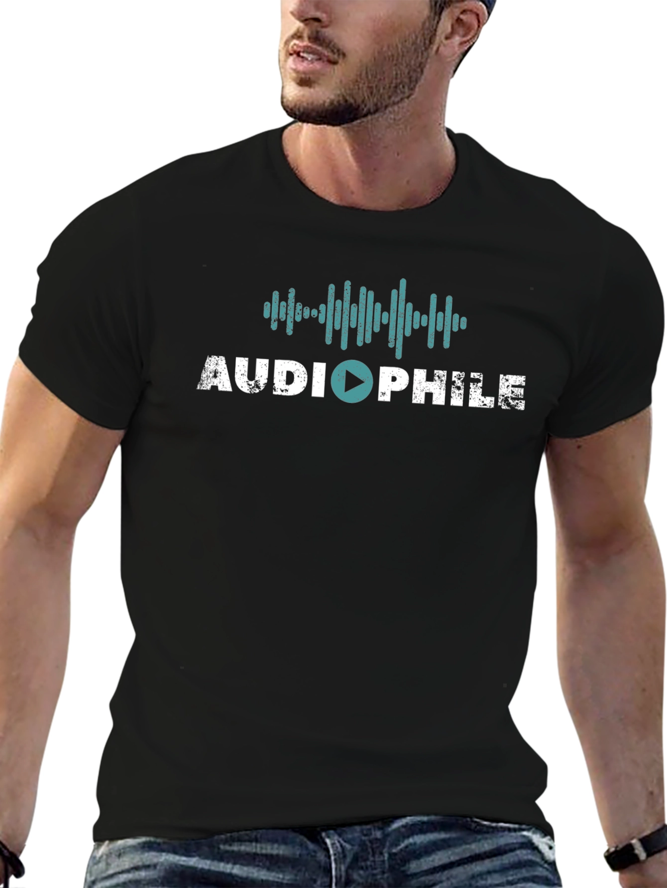 Audiophile Graphic Print Black T-Shirt