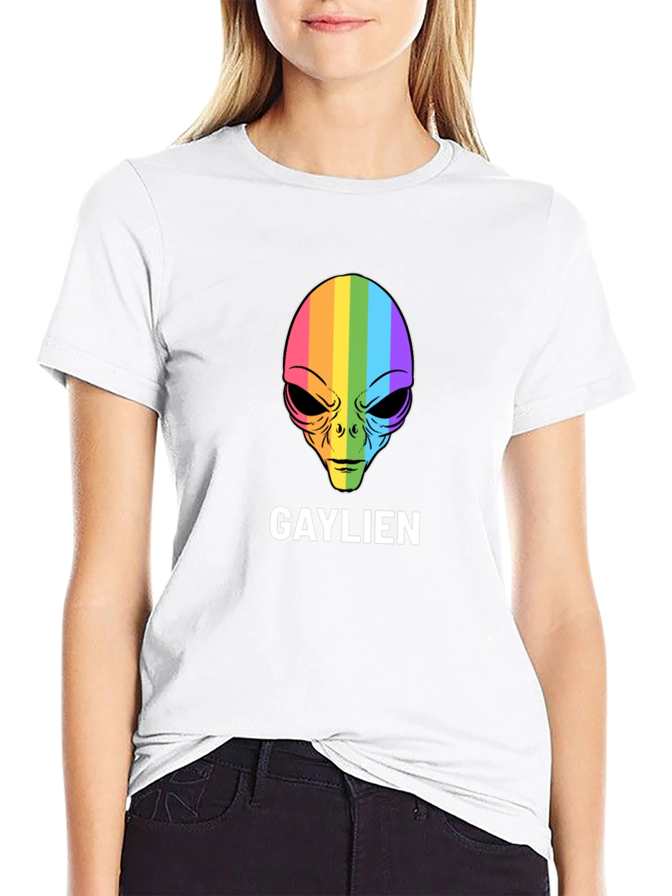 Gaylien T-Shirt - Rainbow Alien Head Tee