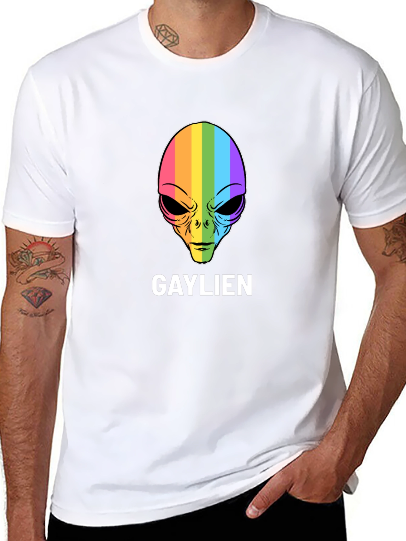 Gaylien T-Shirt - Rainbow Alien Head Tee