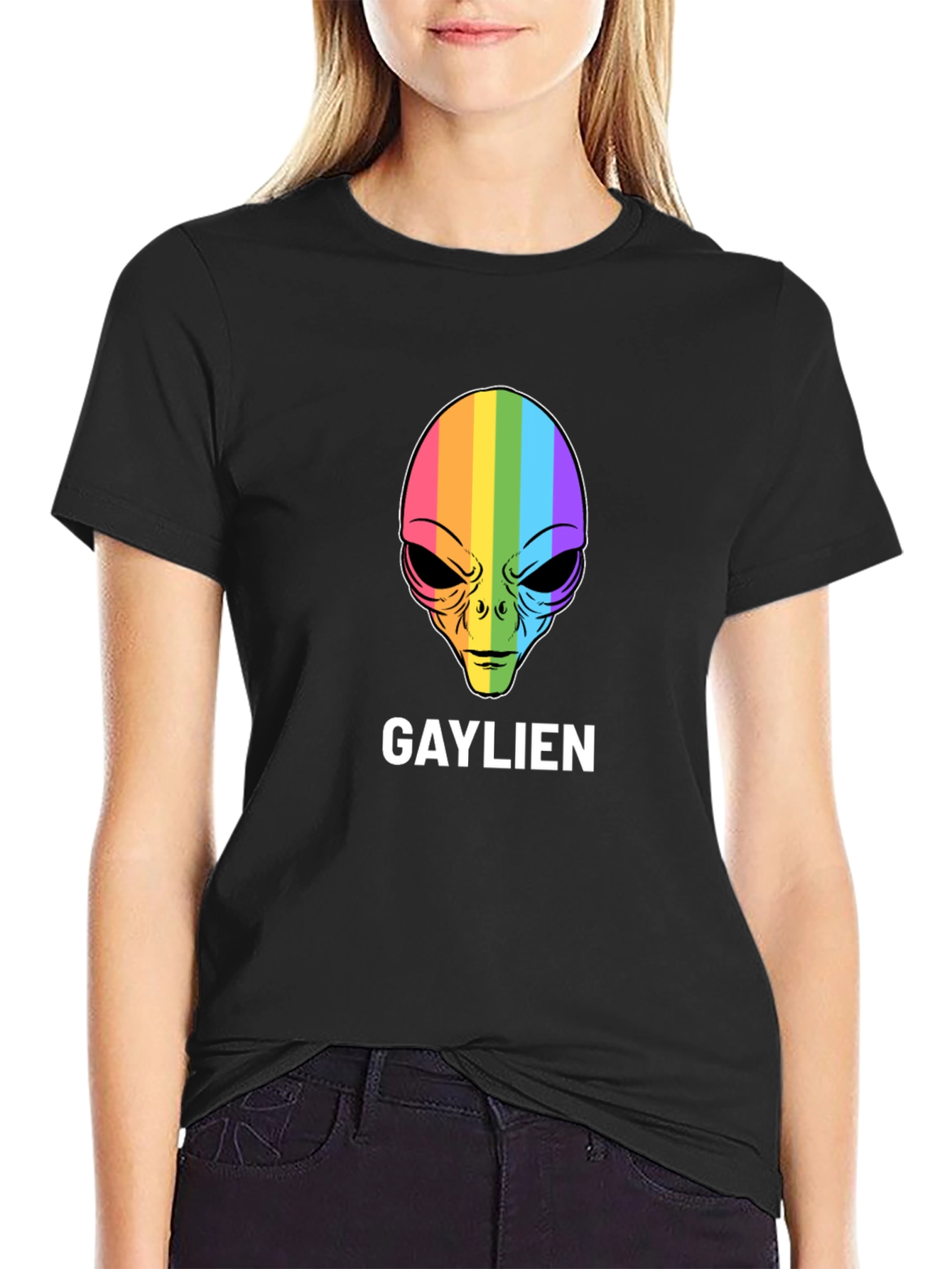 Gaylien T-Shirt - Rainbow Alien Head Tee