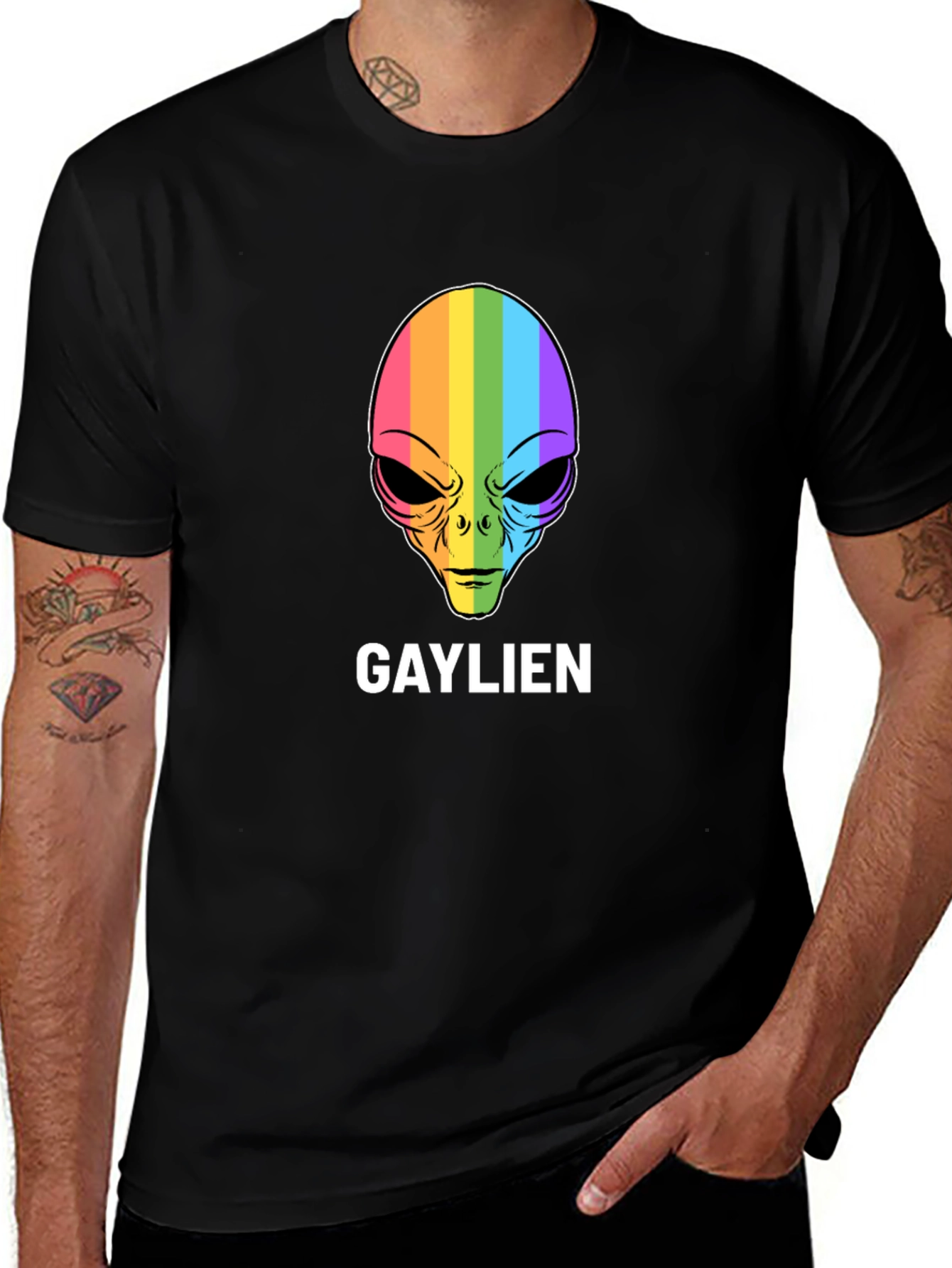 Gaylien T-Shirt - Rainbow Alien Head Tee