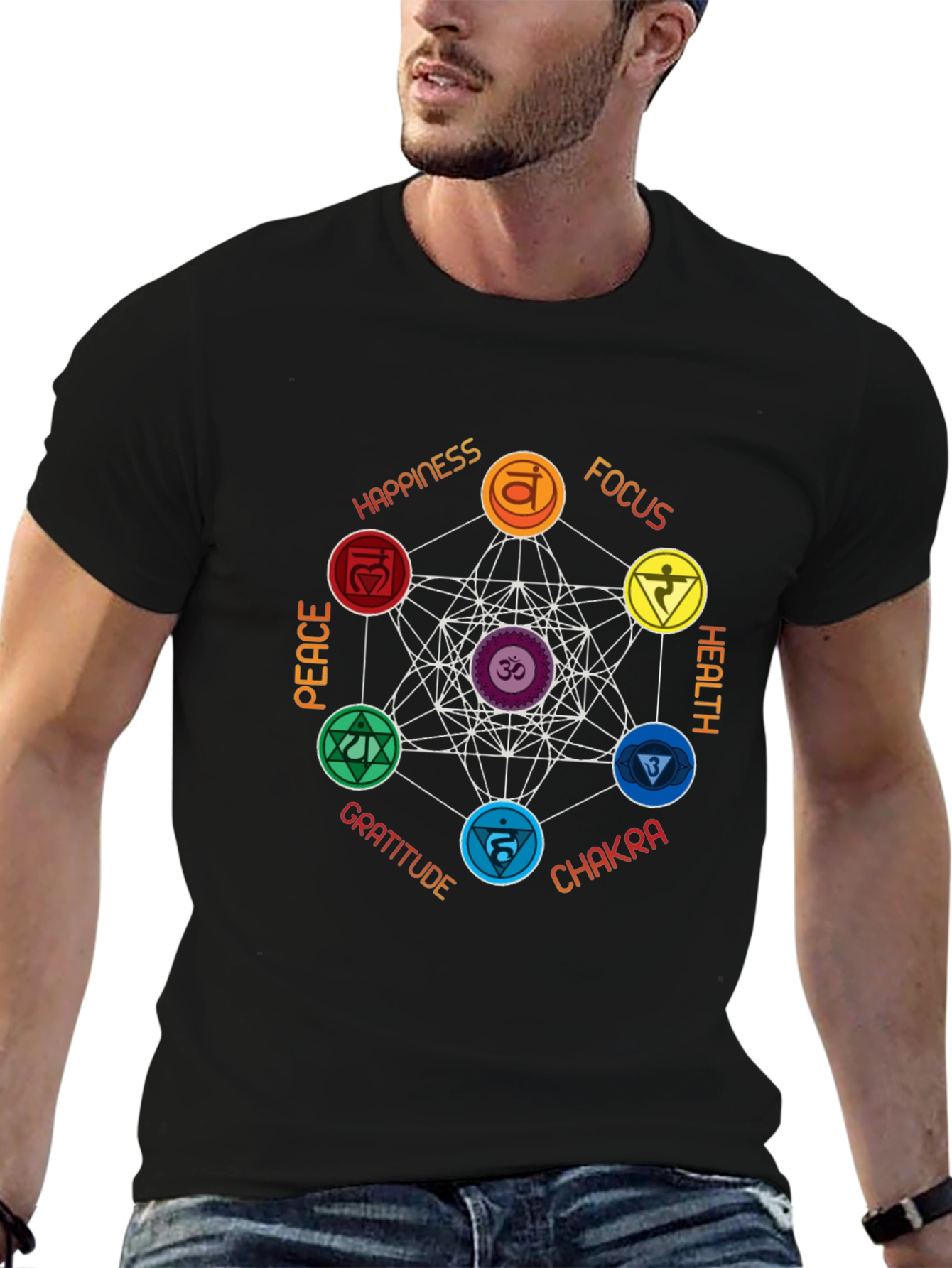 Chakra Symbol Graphic Print T-Shirt - Spiritual Design