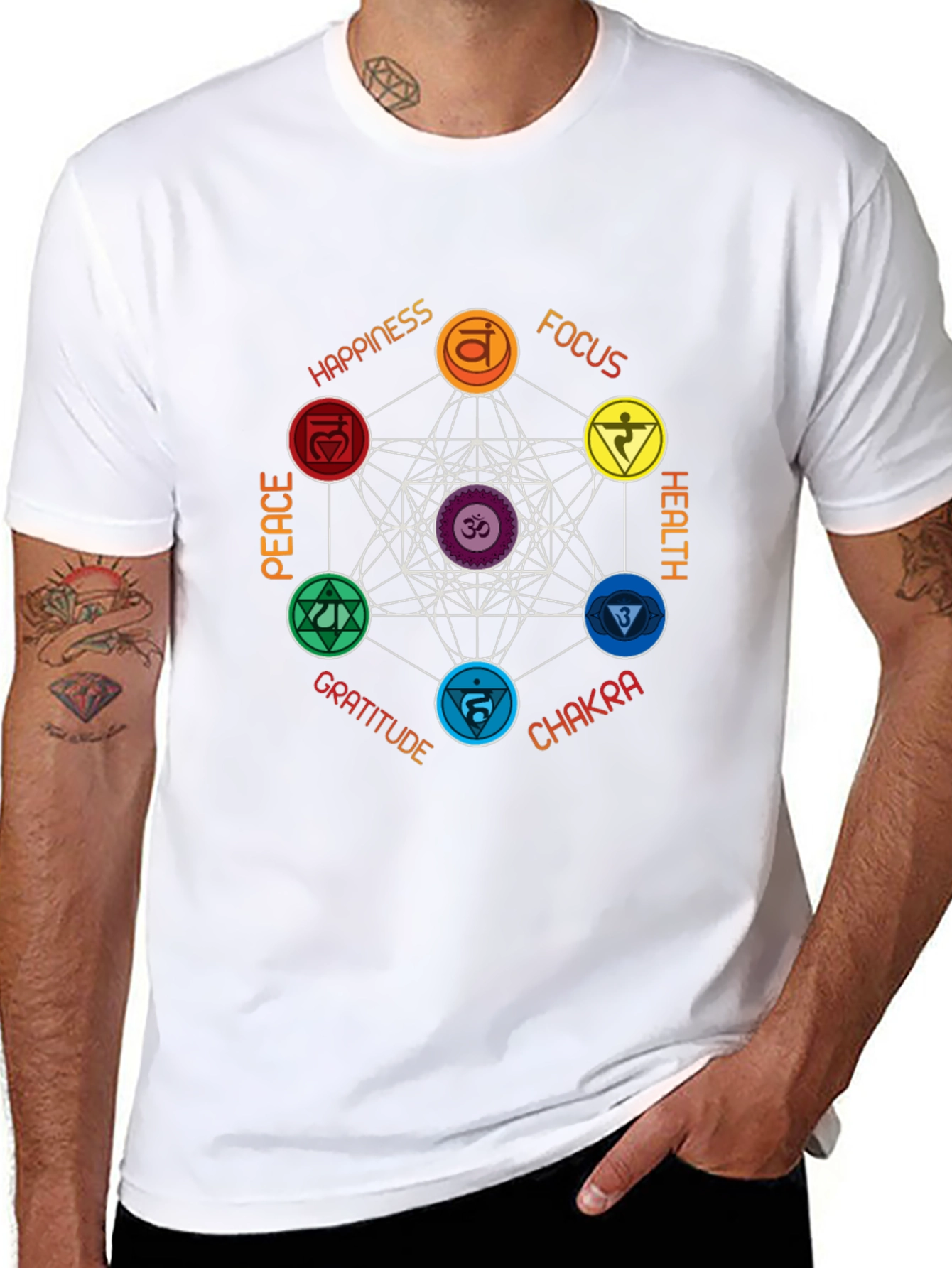 Chakra Symbol Graphic Print T-Shirt - Spiritual Design