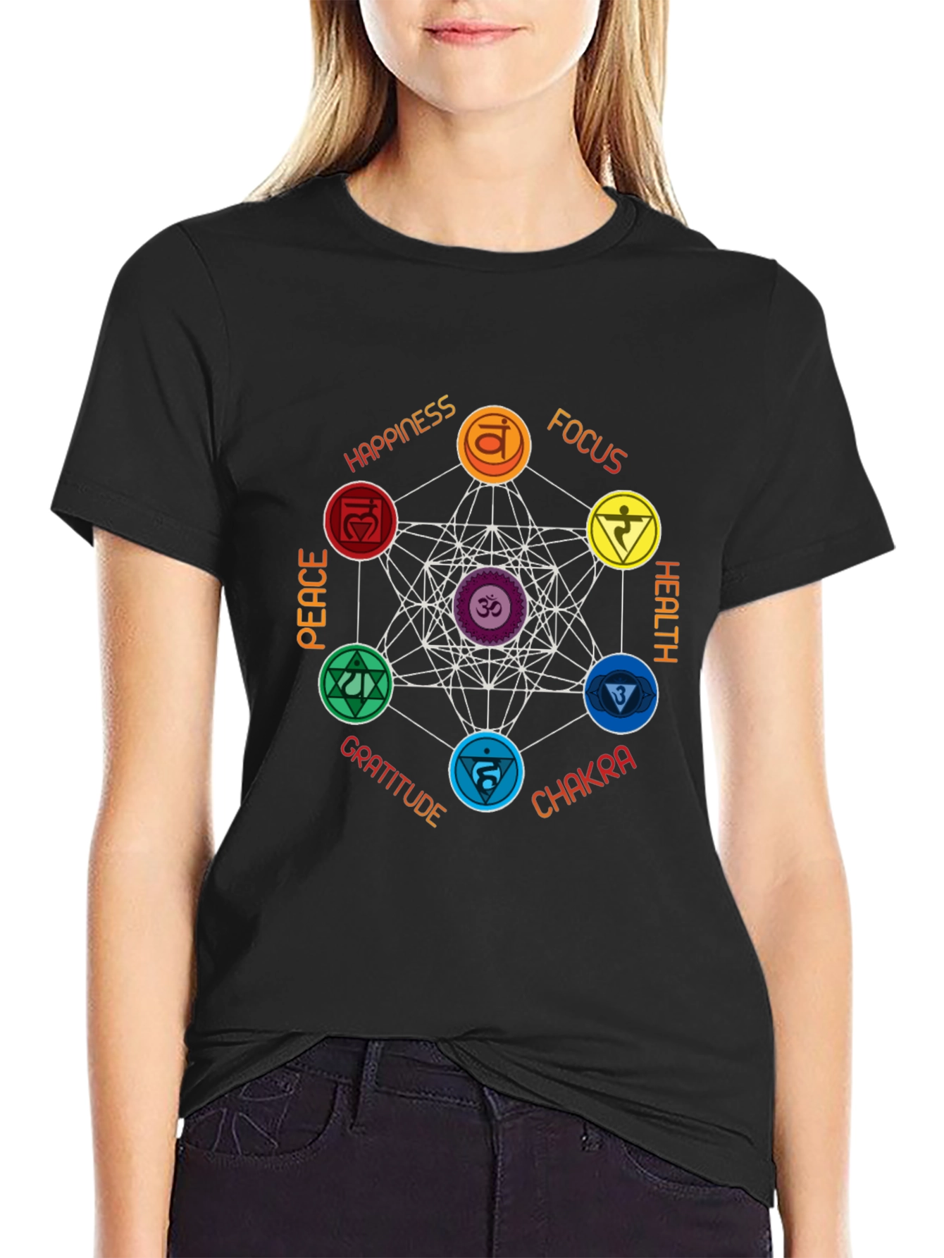 Chakra Symbol Graphic Print T-Shirt - Spiritual Design