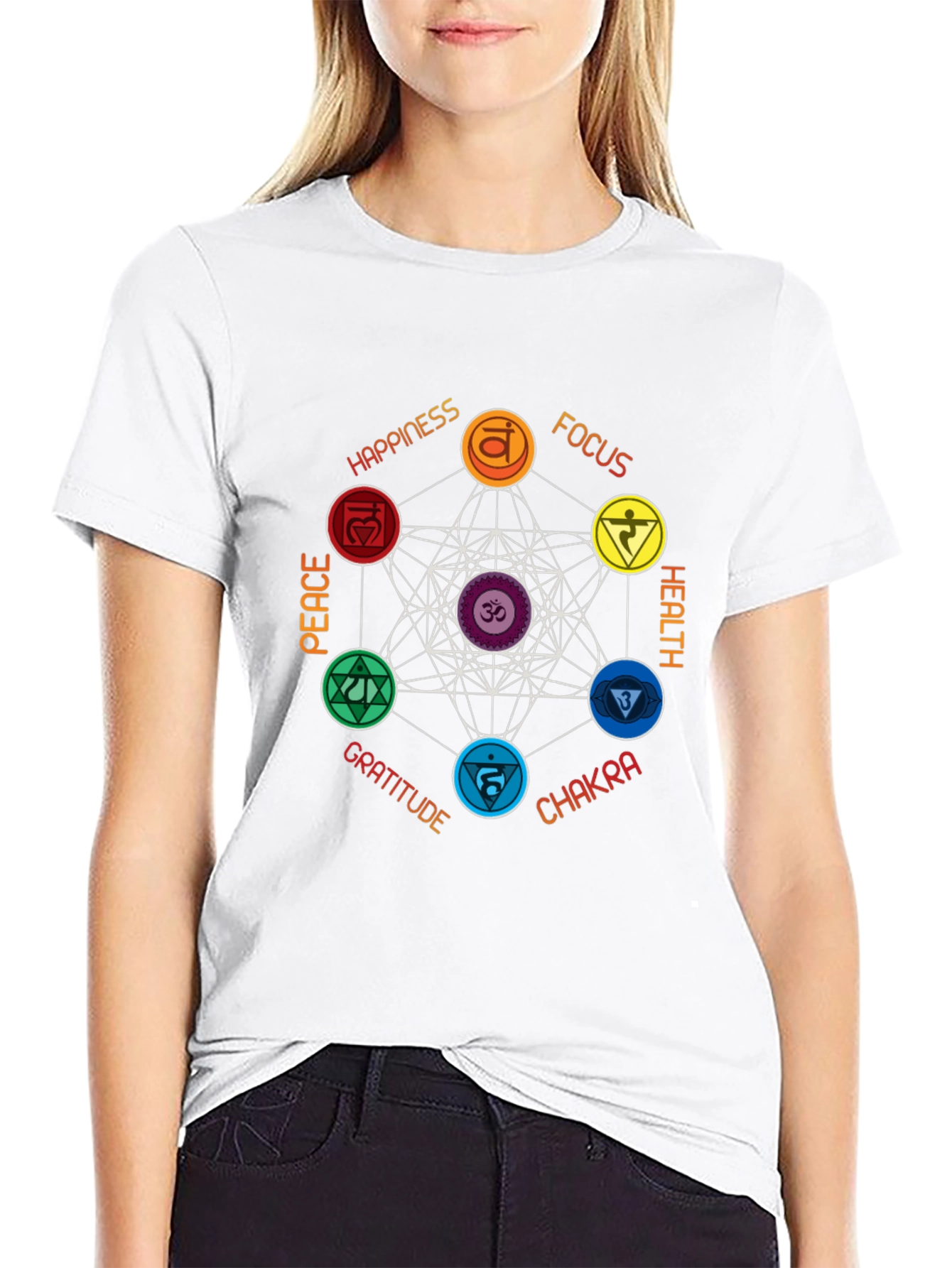 Chakra Symbol Graphic Print T-Shirt - Spiritual Design