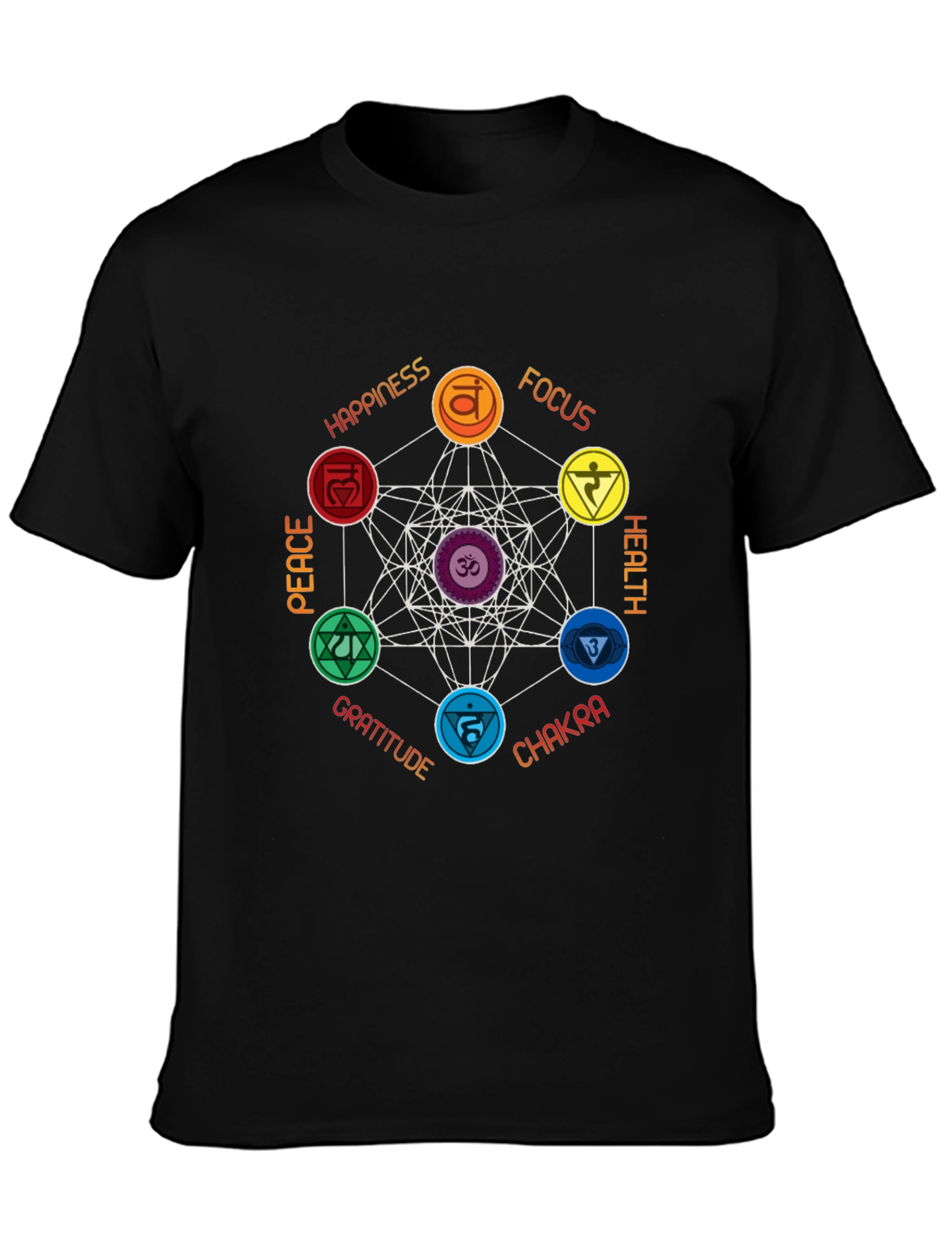 Chakra Symbol Graphic Print T-Shirt - Spiritual Design