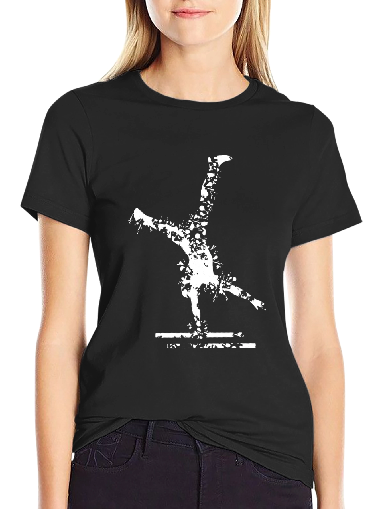 Cool Gymnast T-Shirt: Black Cotton Tee with Fun Graphic