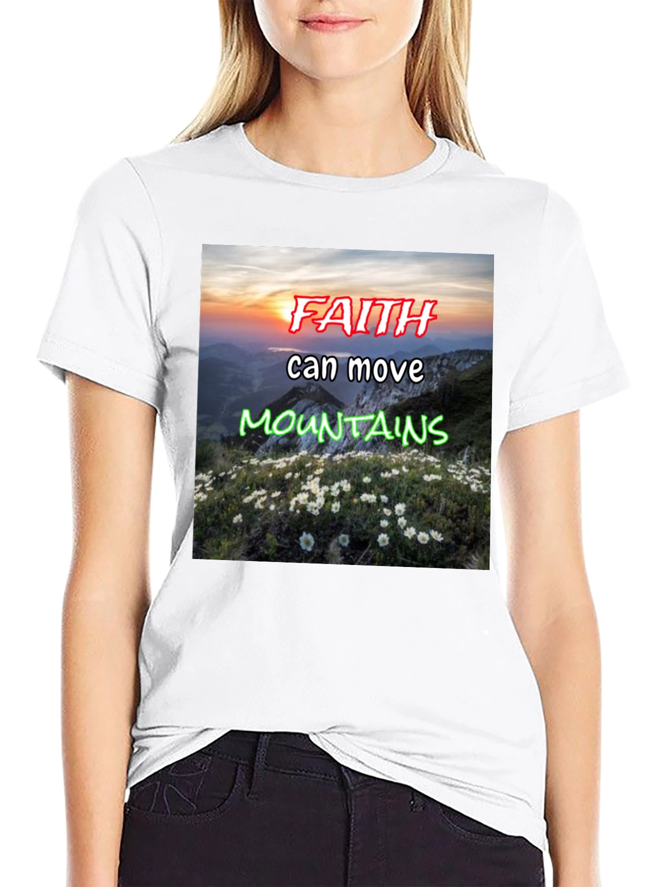 Faith Moves Mountains Black Graphic Tee