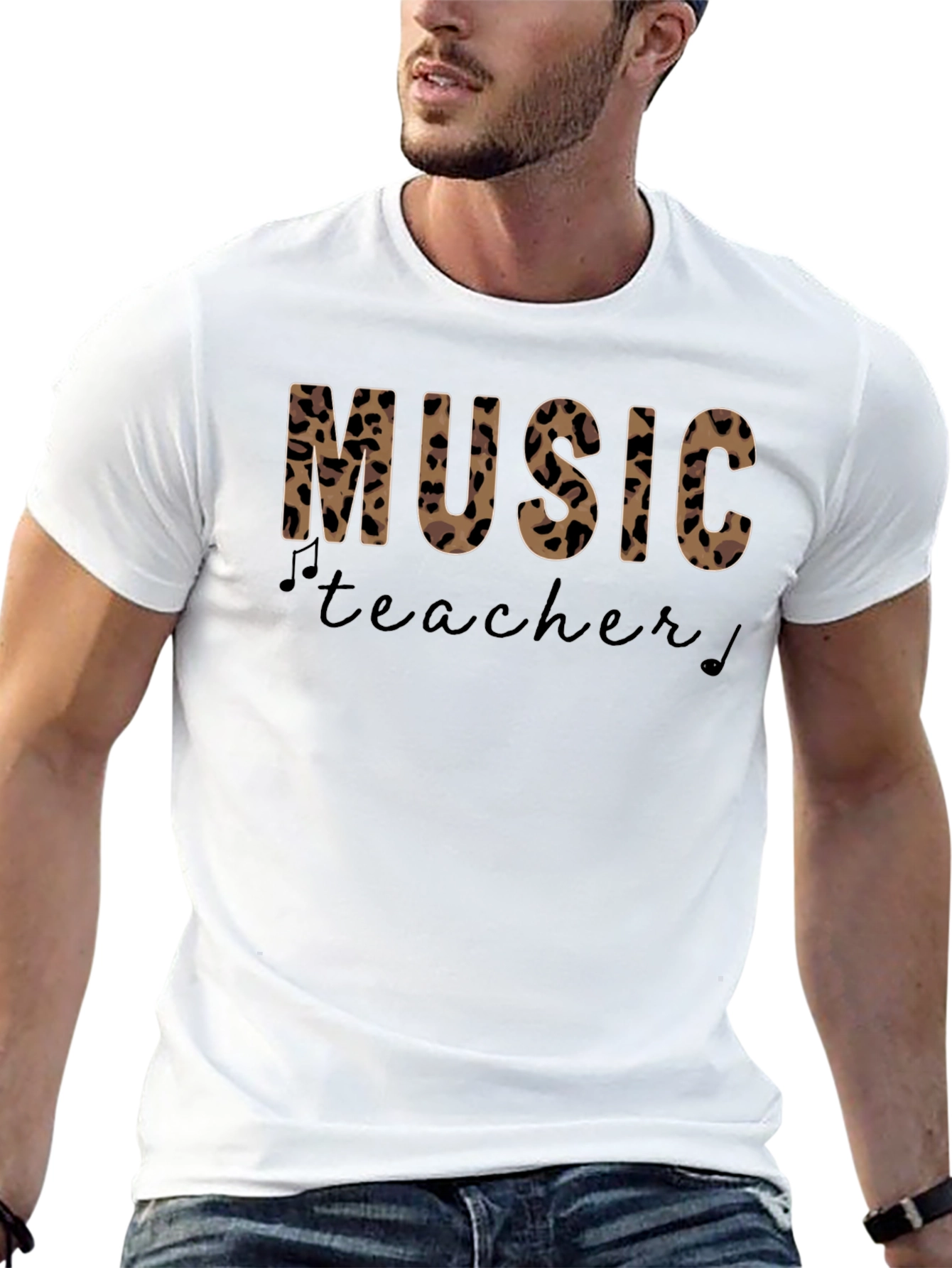 Music Teacher Leopard Print Graphic T-Shirt