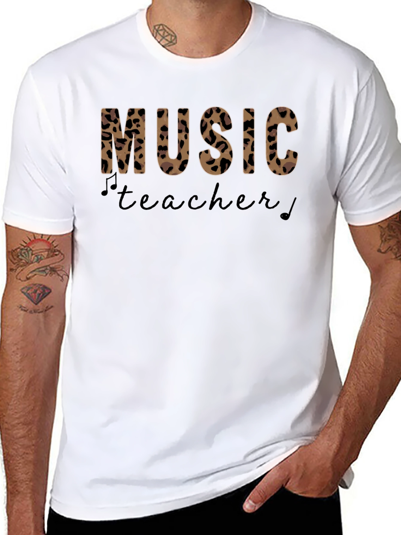 Music Teacher Leopard Print Graphic T-Shirt