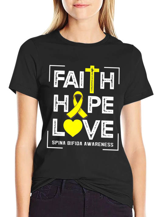 Faith Hope Love Spina Bifida Awareness Graphic Tee