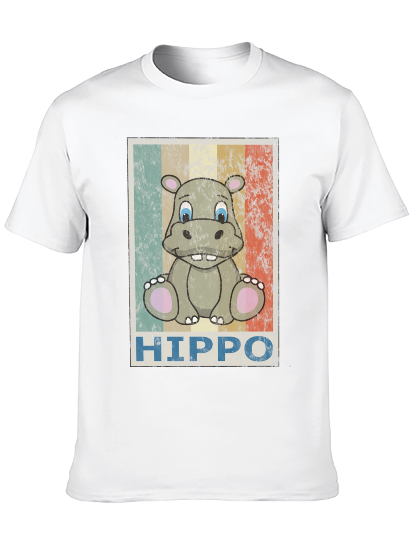 Retro Hippo Graphic Tee - Unisex Black T-Shirt