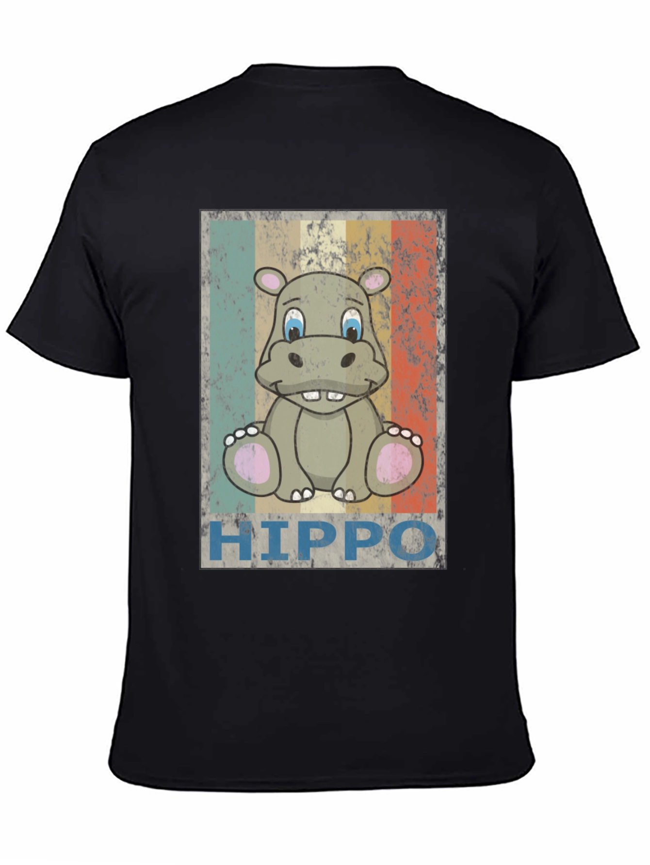 Retro Hippo Graphic Tee - Unisex Black T-Shirt