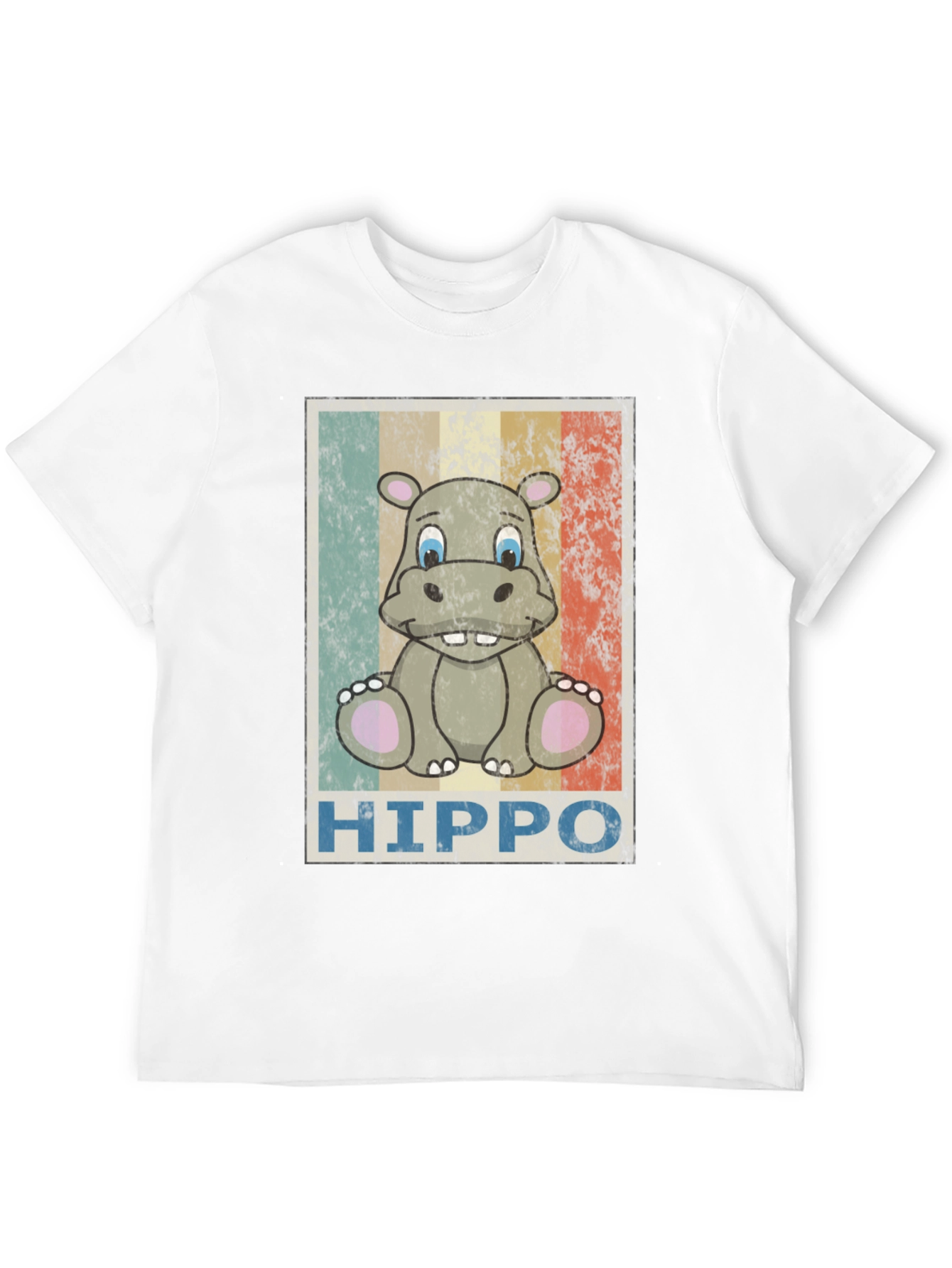 Retro Hippo Graphic Tee - Unisex Black T-Shirt