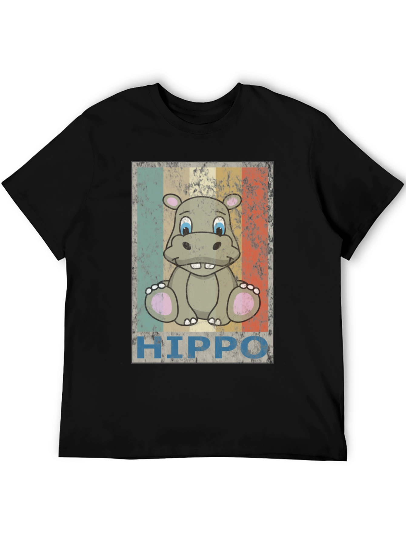 Retro Hippo Graphic Tee - Unisex Black T-Shirt