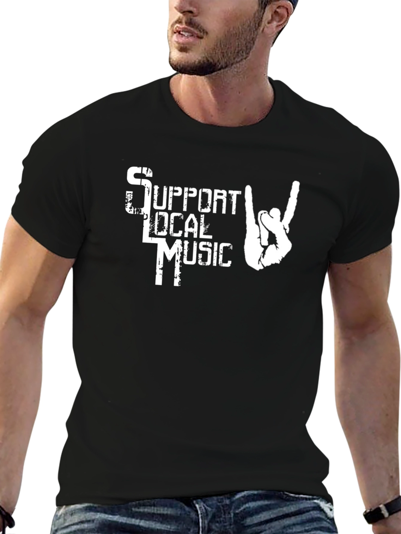 Support Local Music Black Graphic Tee
