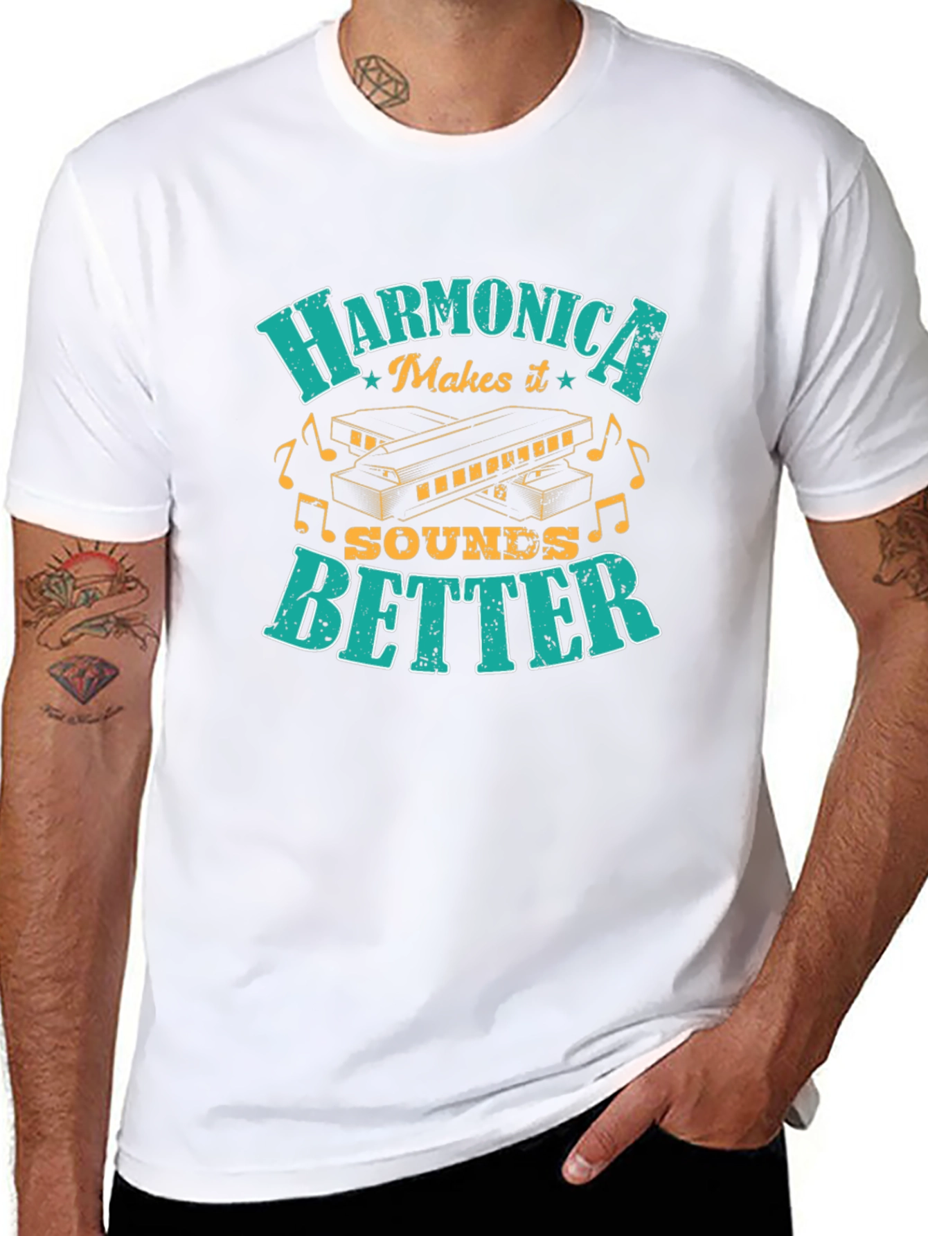Harmonica Makes It Sounds Better Graphic Tee