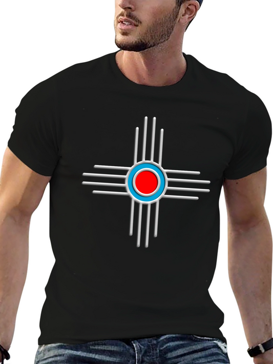 Geometric Circle Design T-Shirt - Black