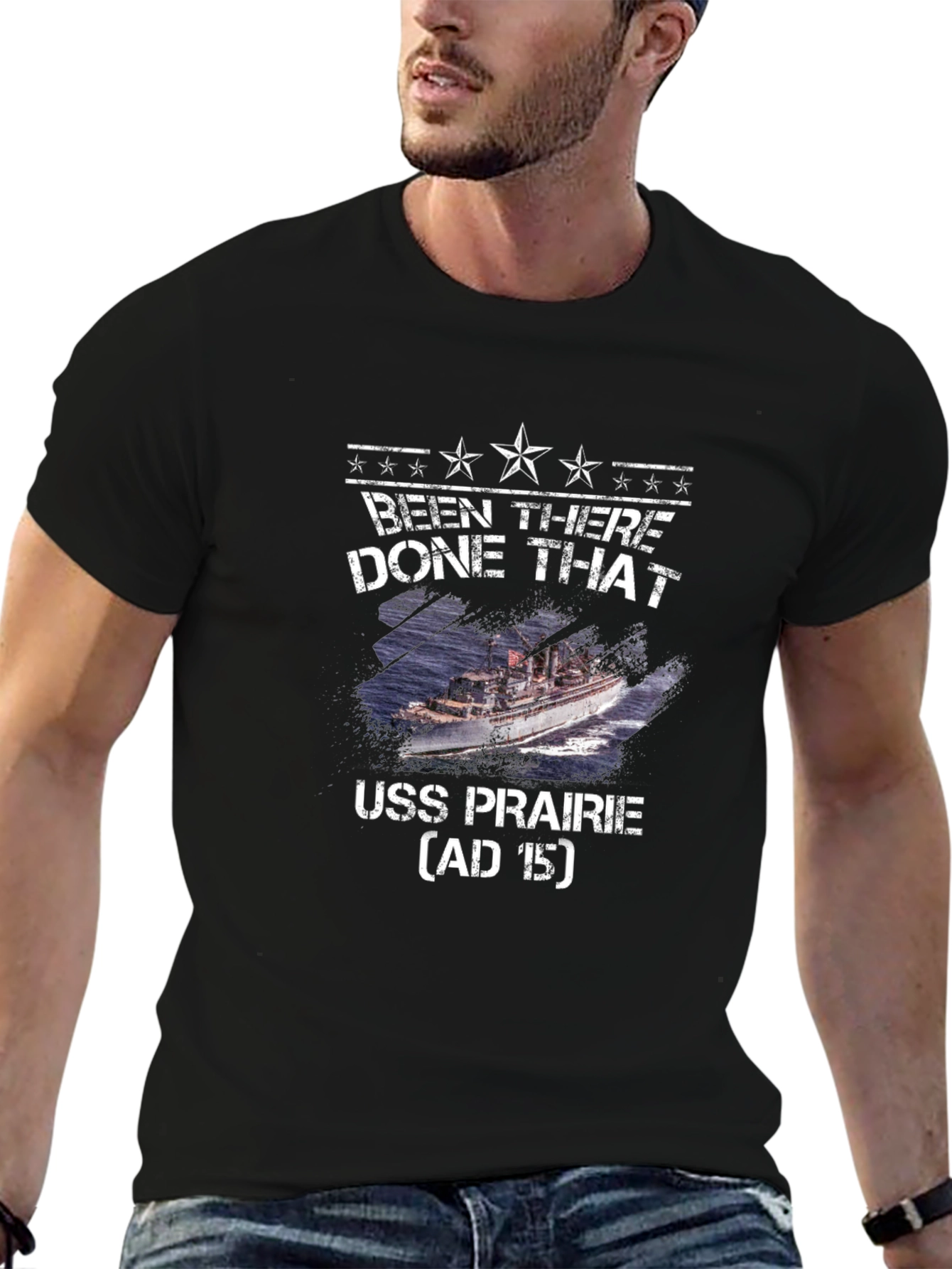 USS Prairie AD-15 Been There Done That Black T-Shirt